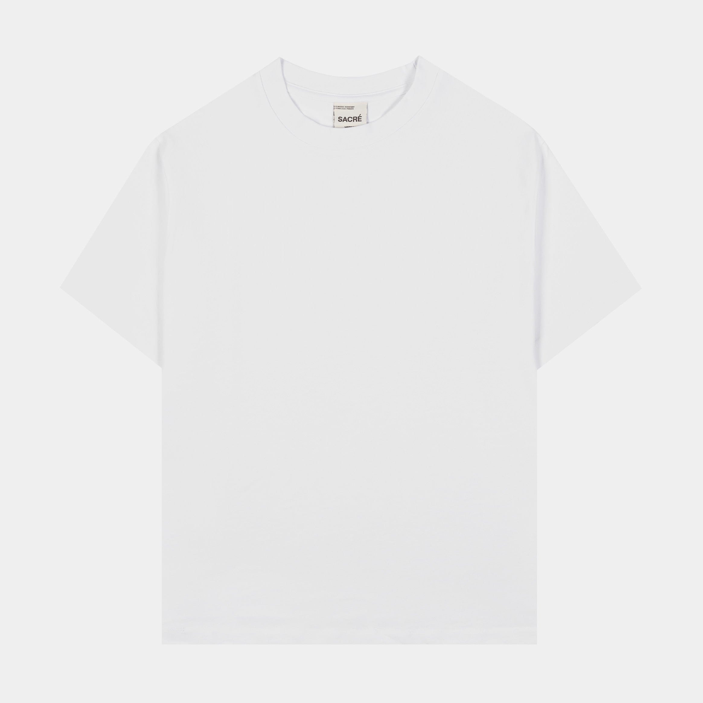SACRE Solid T-Shirt Womens Short Sleeve Shirt (White)