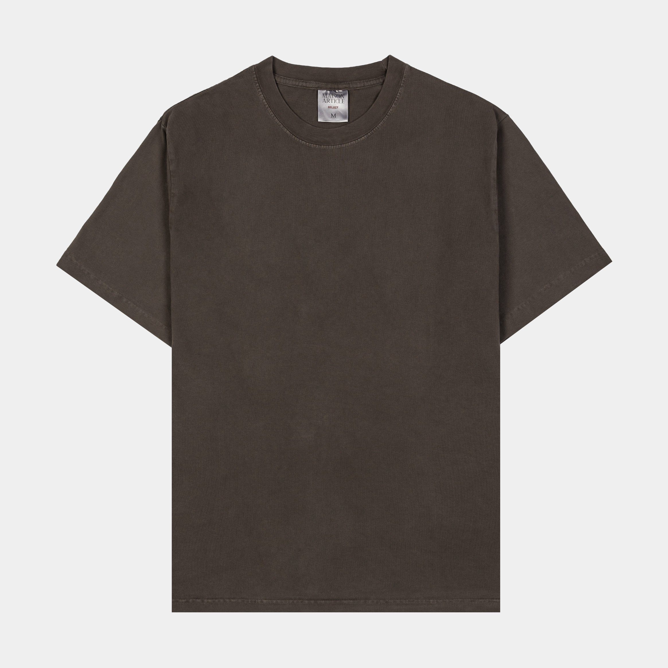 Maison Article Solid Washed Out Mens Short Sleeve Shirt (Brown)