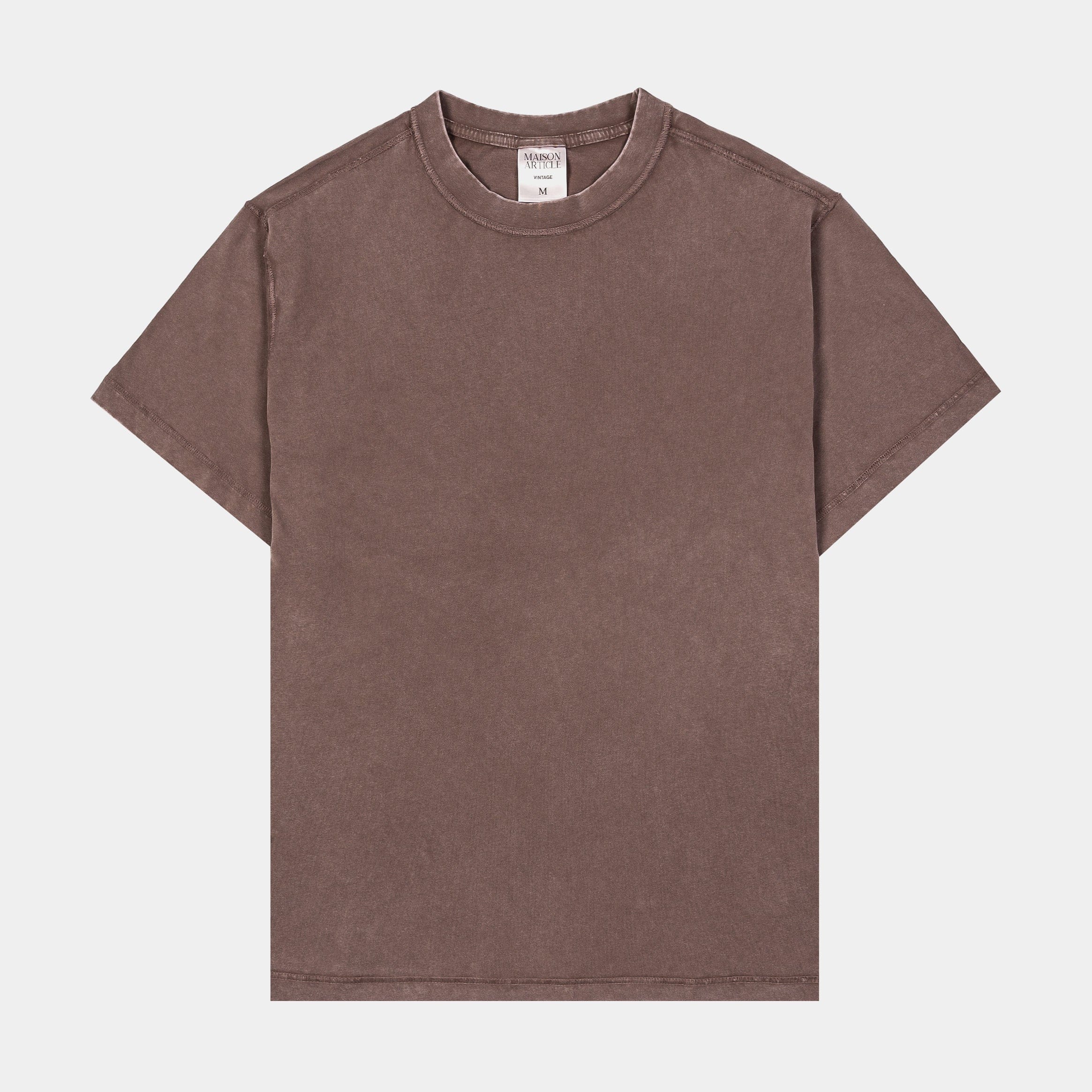 Maison Article Solid Vintage Mens Short Sleeve Shirt (Taupe)