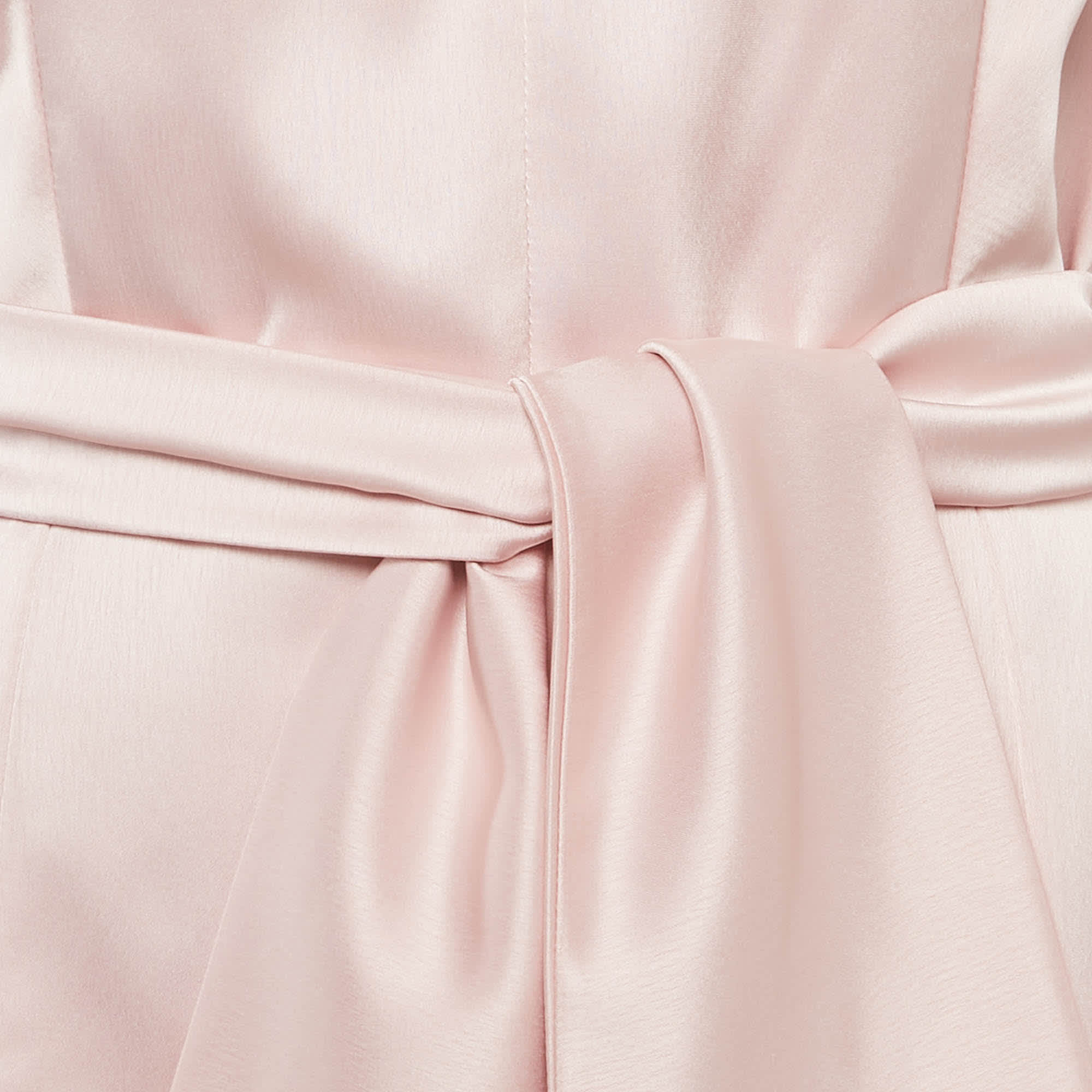 Baruni Pink Satin Sleeve Detail Belted Alchemilla Maxi Dress