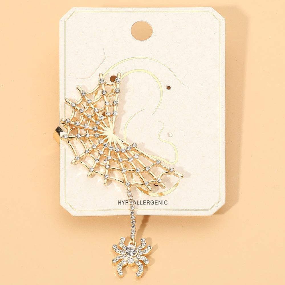 Halloween Spider Web Ear Cuff Earrings