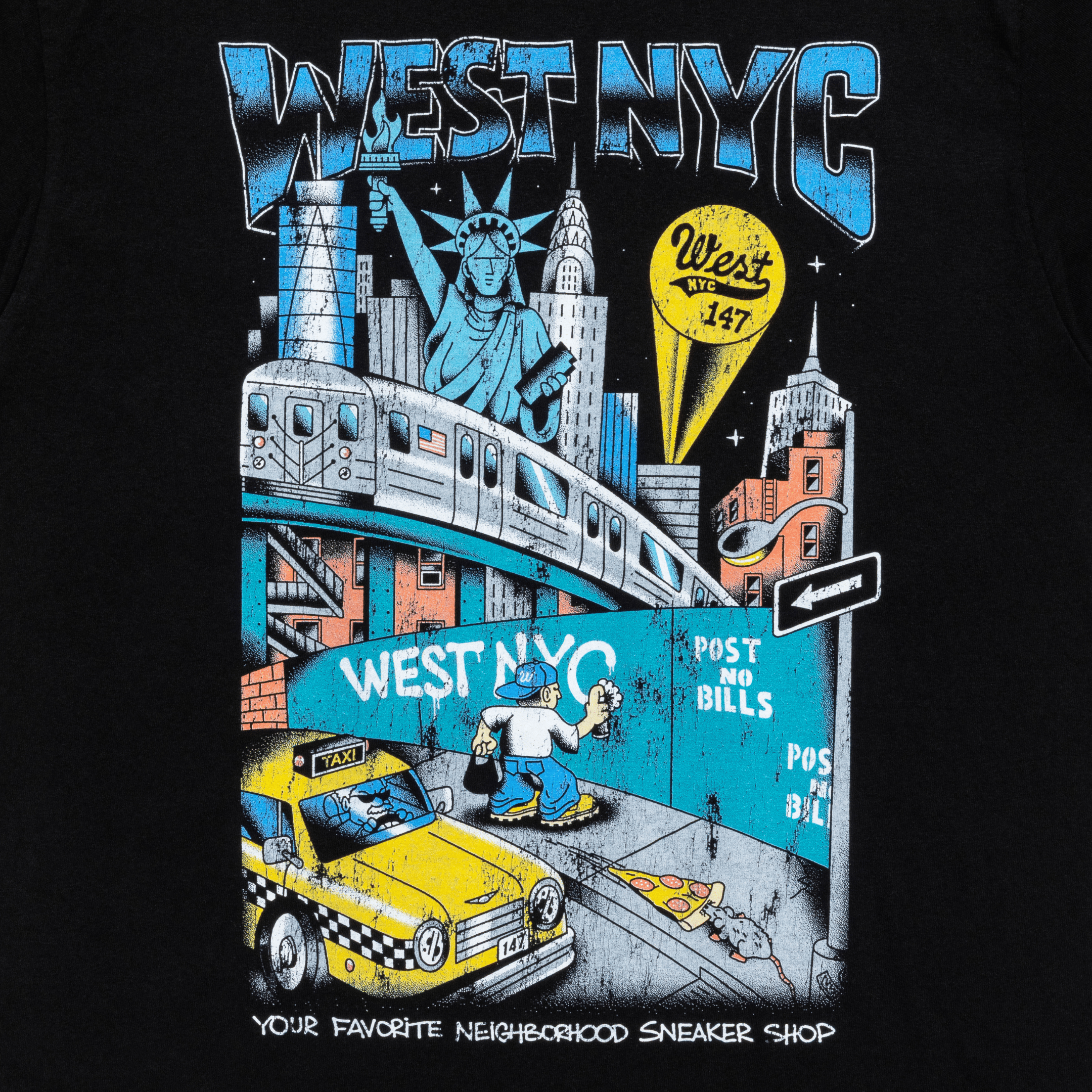 West NYC Men's Cityscape Black T-Shirt