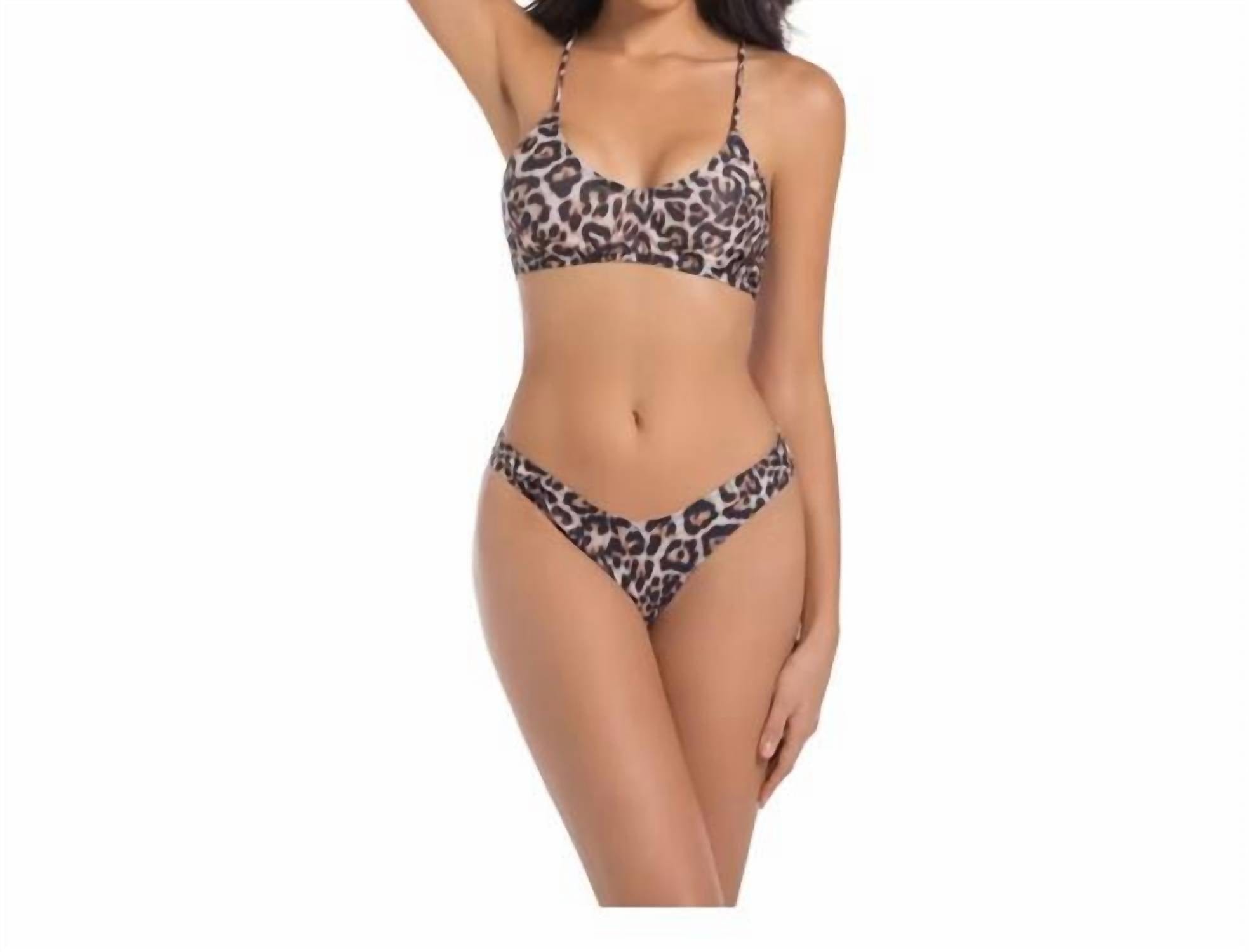 High Tan Through High Waisted Bottom In Leopard