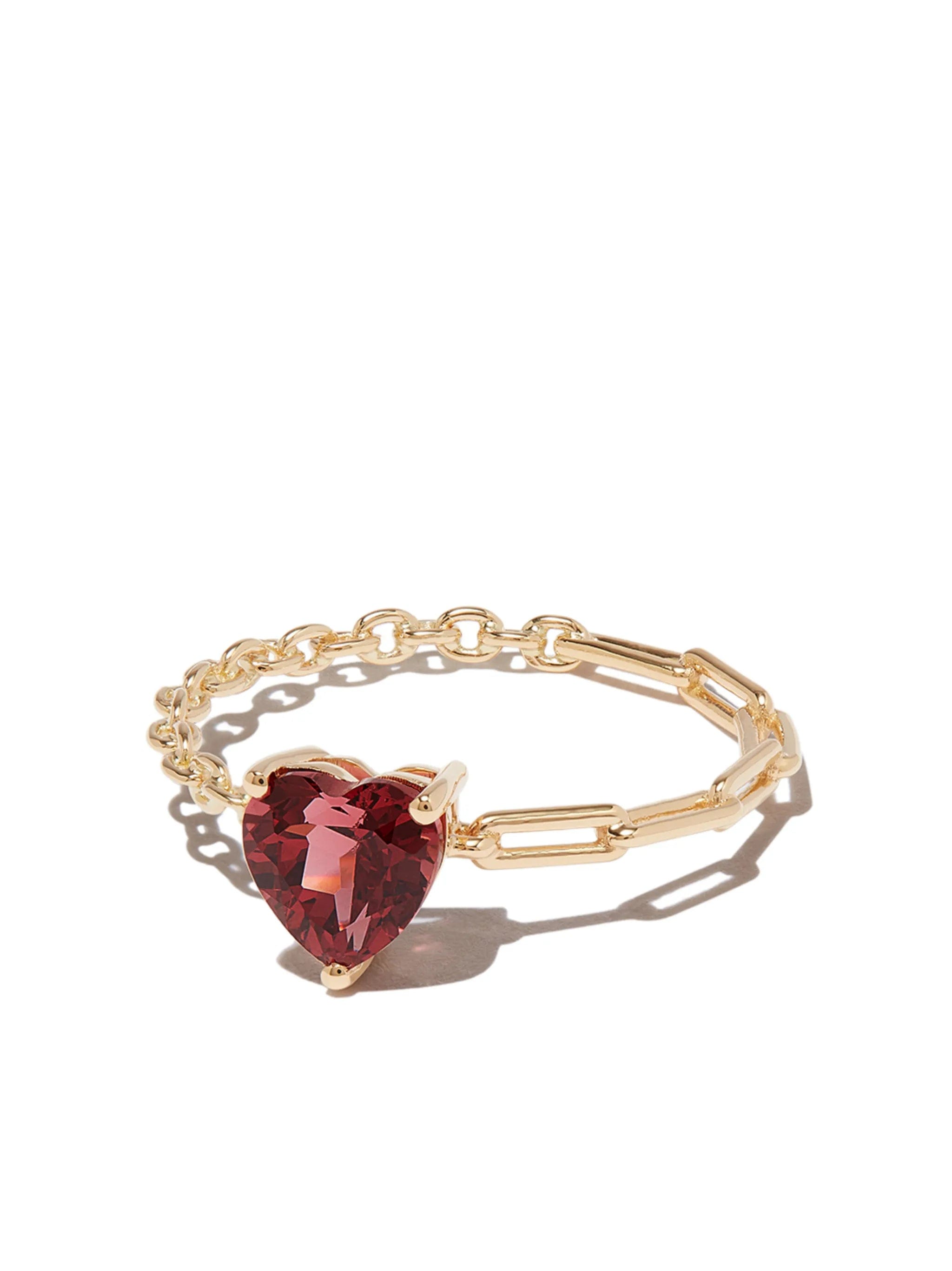 Yvonne Léon 18kt yellow gold rhodolite heart ring