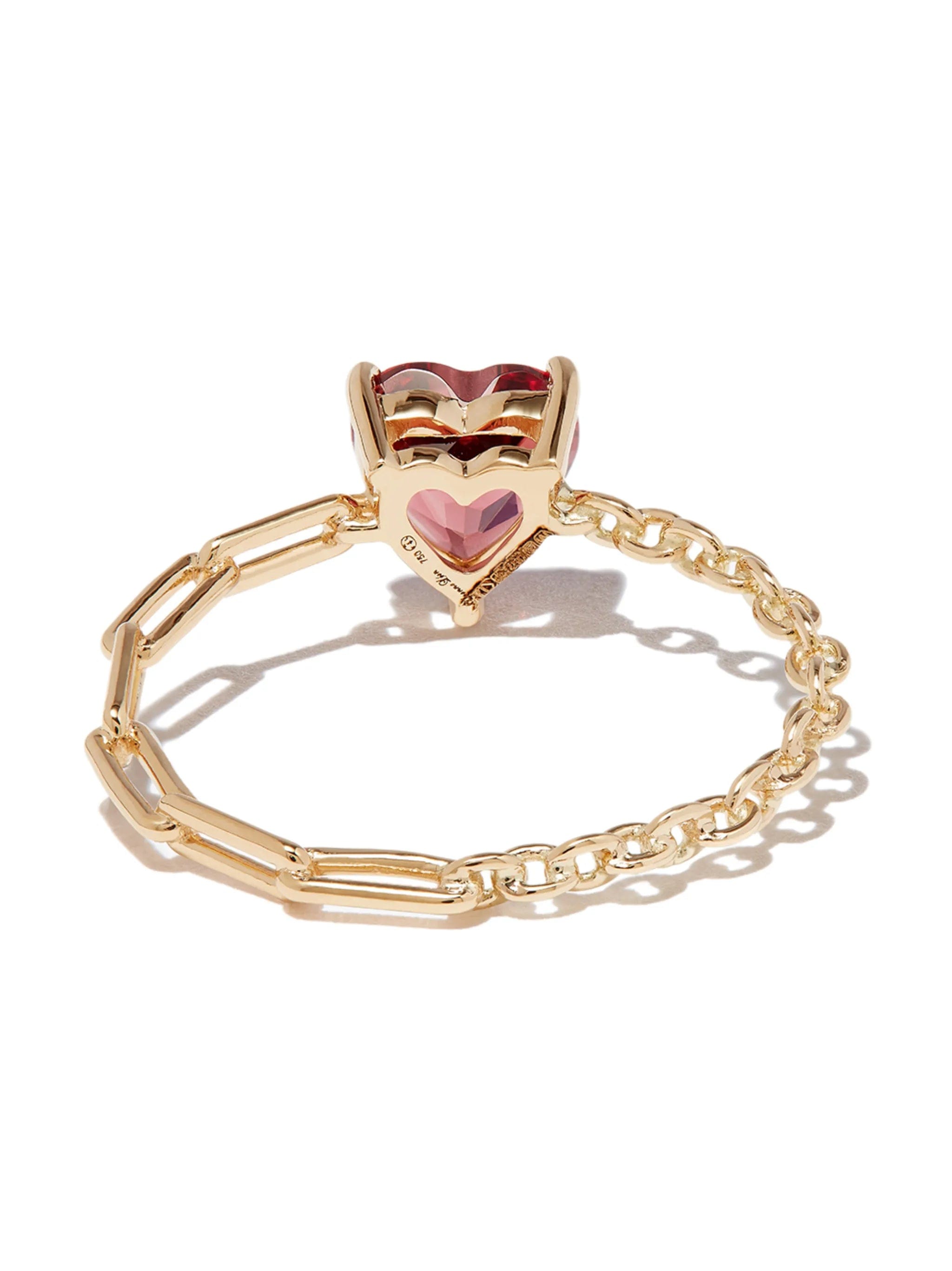Yvonne Léon 18kt yellow gold rhodolite heart ring