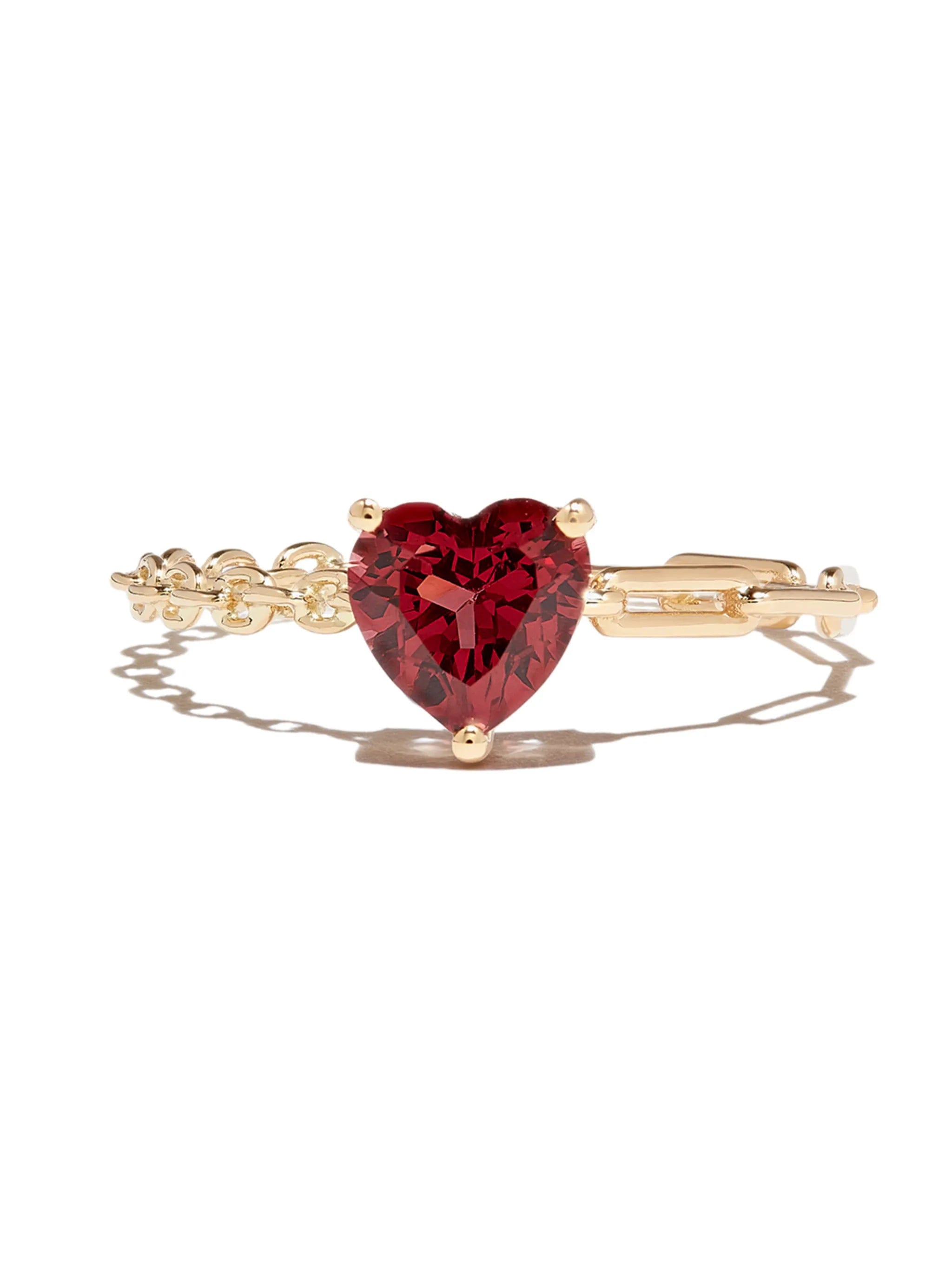 Yvonne Léon 18kt yellow gold rhodolite heart ring