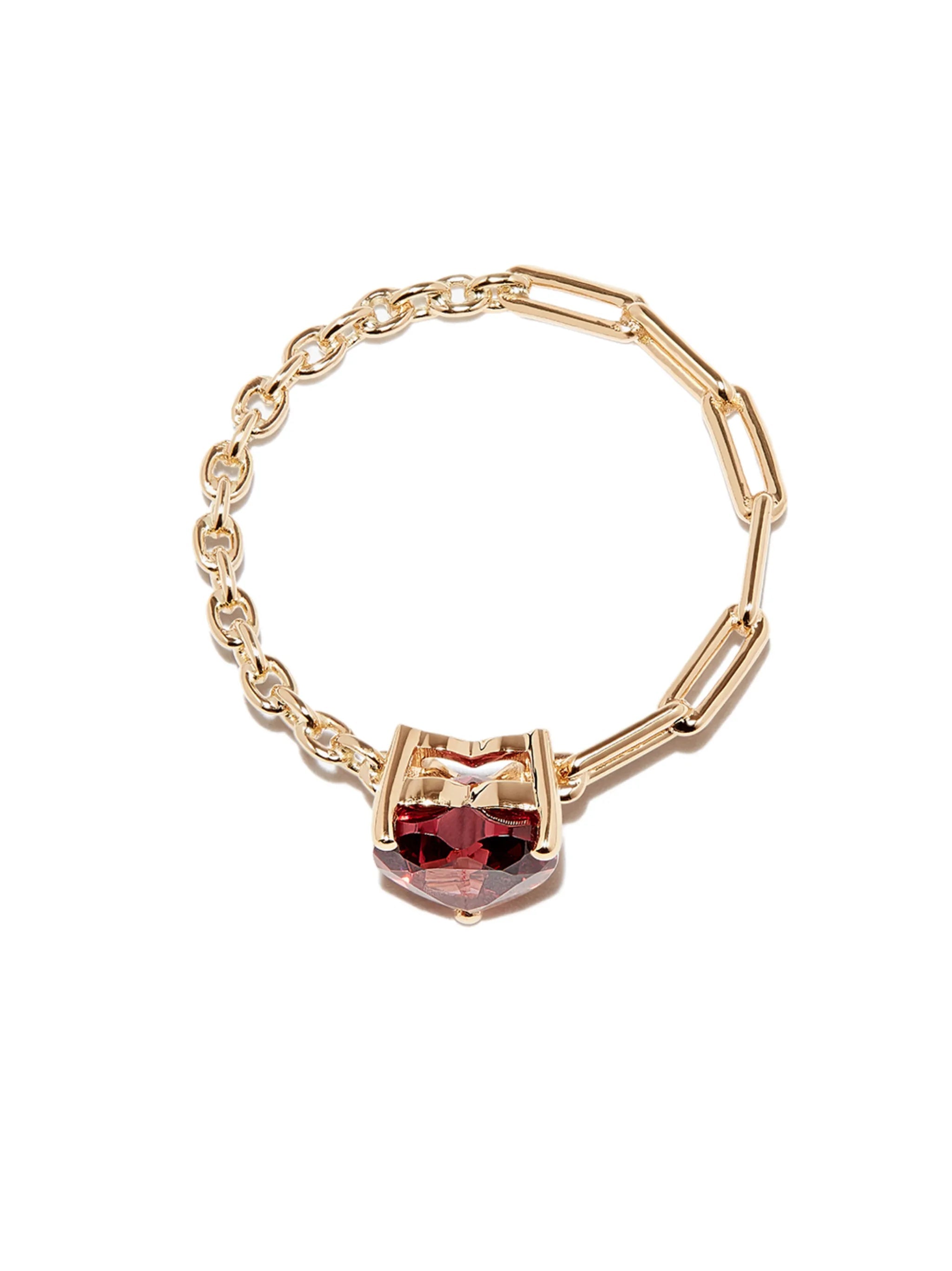 Yvonne Léon 18kt yellow gold rhodolite heart ring