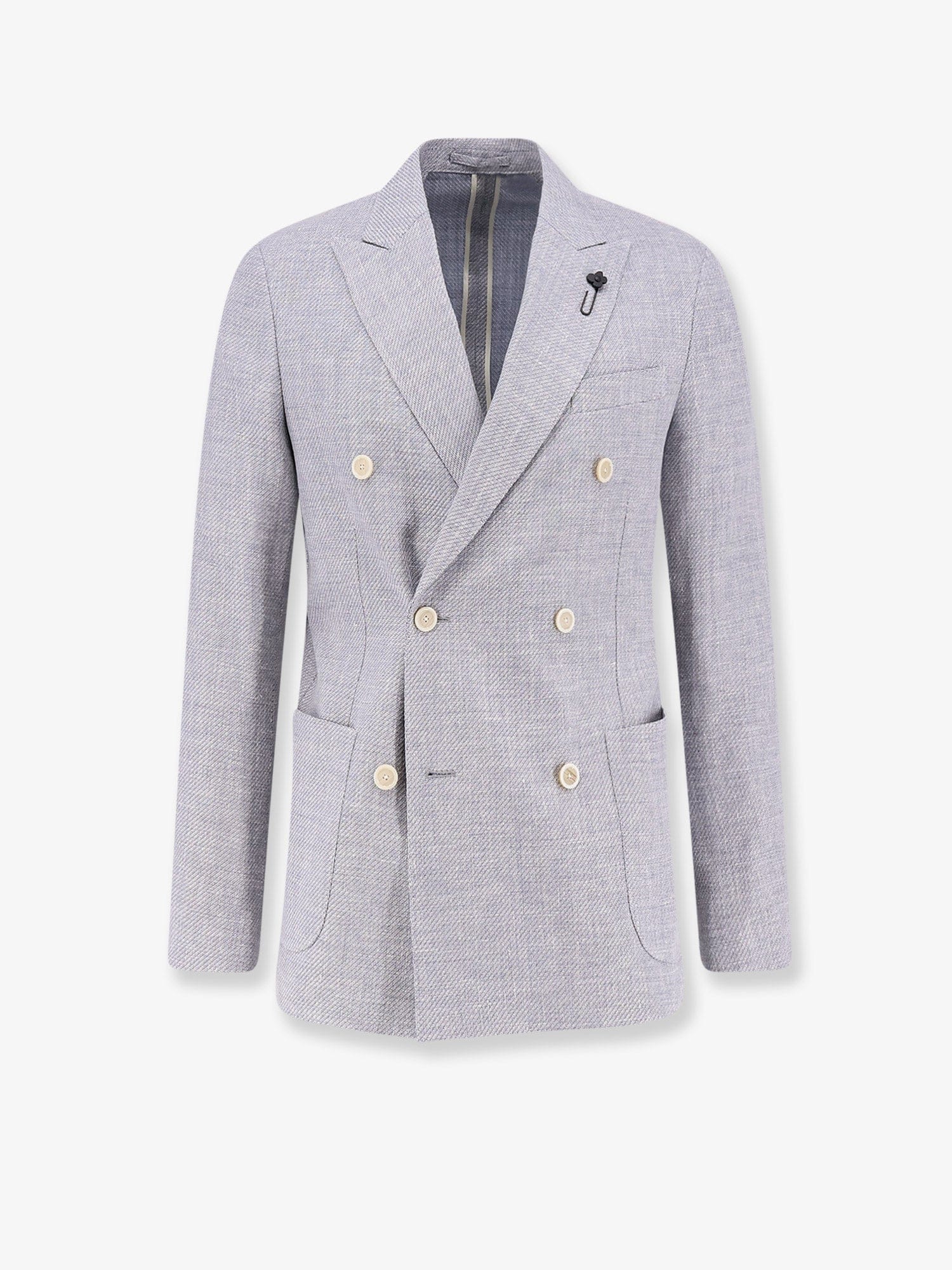 Lardini Roma double - breasted pure virgin wool and linen blazer