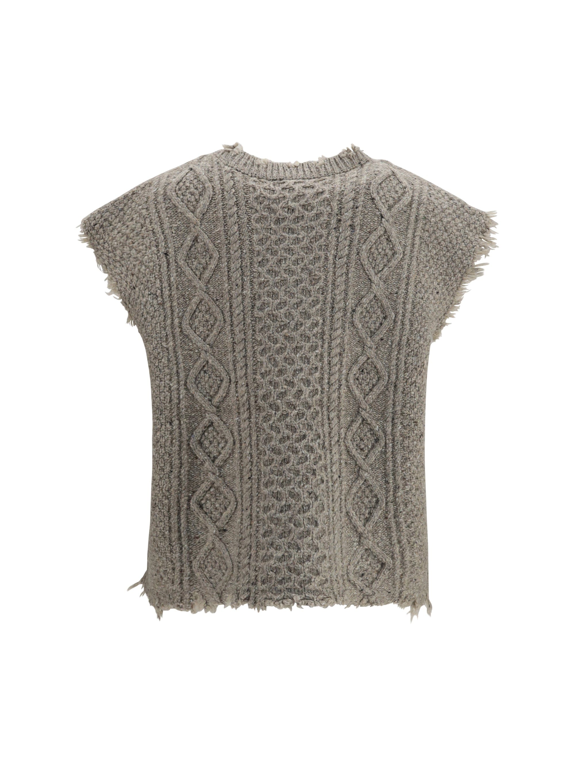 R13 Cable - Knit Distressed Wool Vest — Gray