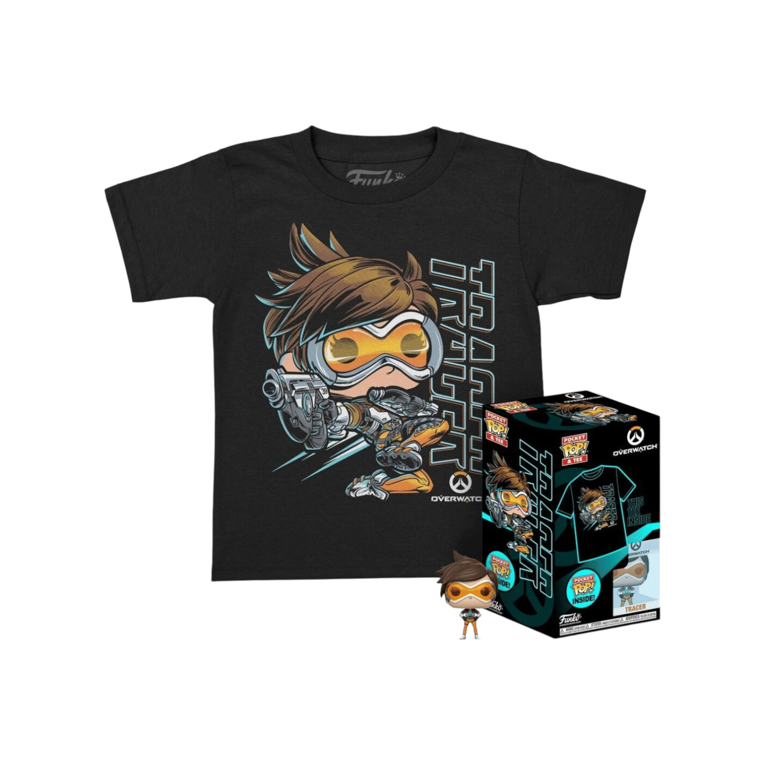 And Overwatch Tracer Pocket Pop and T-Shirt - Childs Large