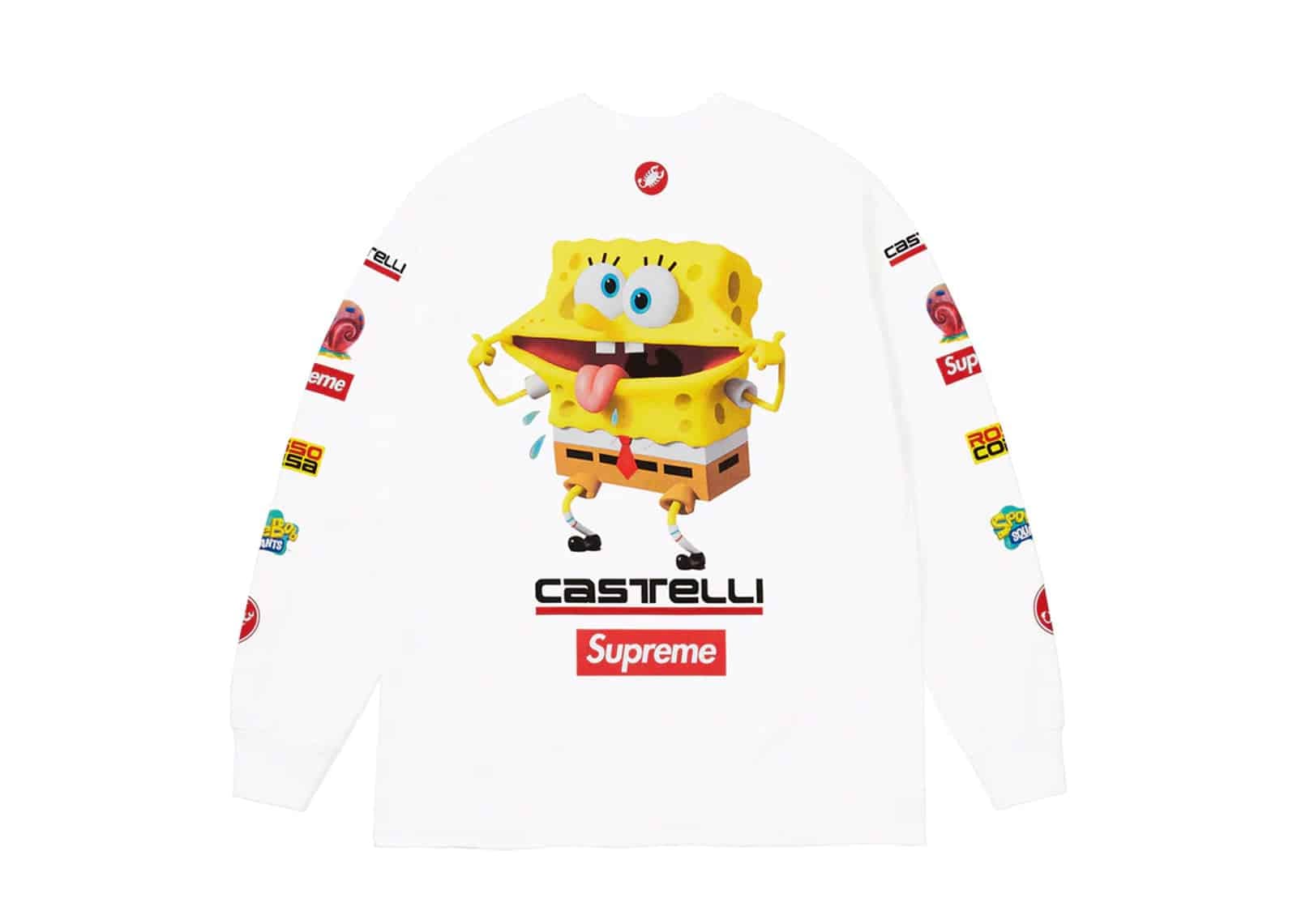Supreme Clothing & Accessories Supreme SpongeBob/Castelli Racing L/S T-Shirt White