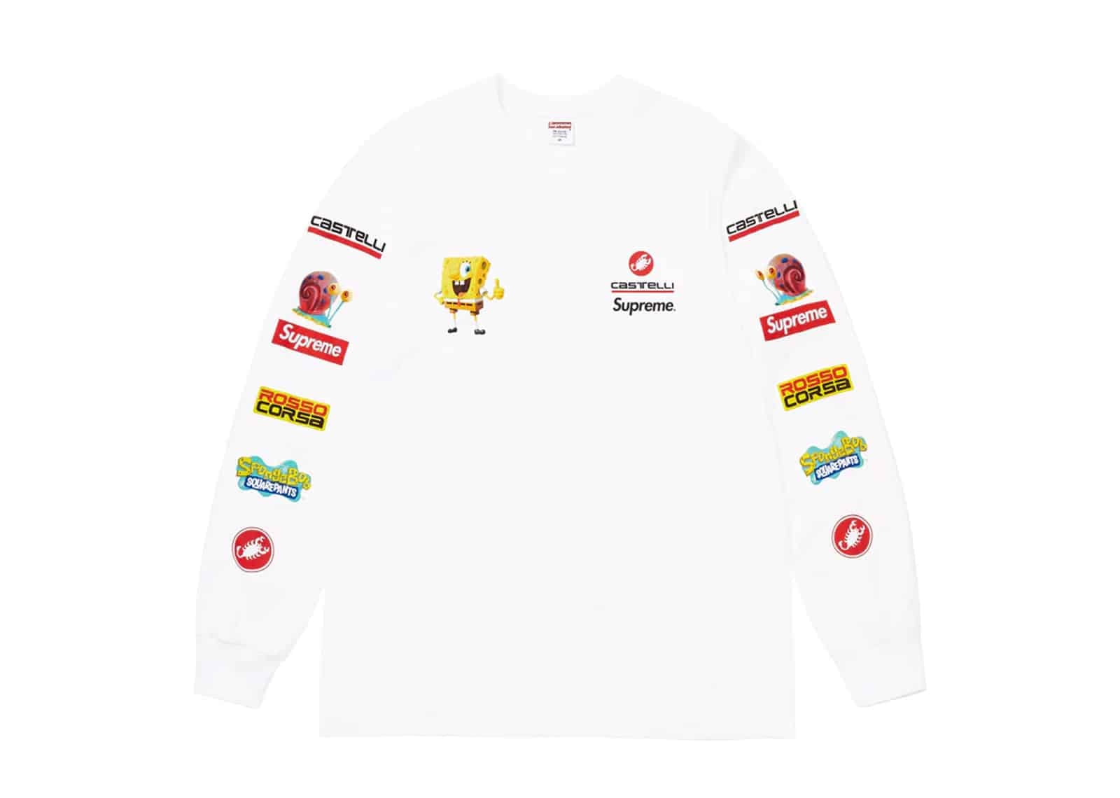 Supreme Clothing & Accessories Supreme SpongeBob/Castelli Racing L/S T-Shirt White