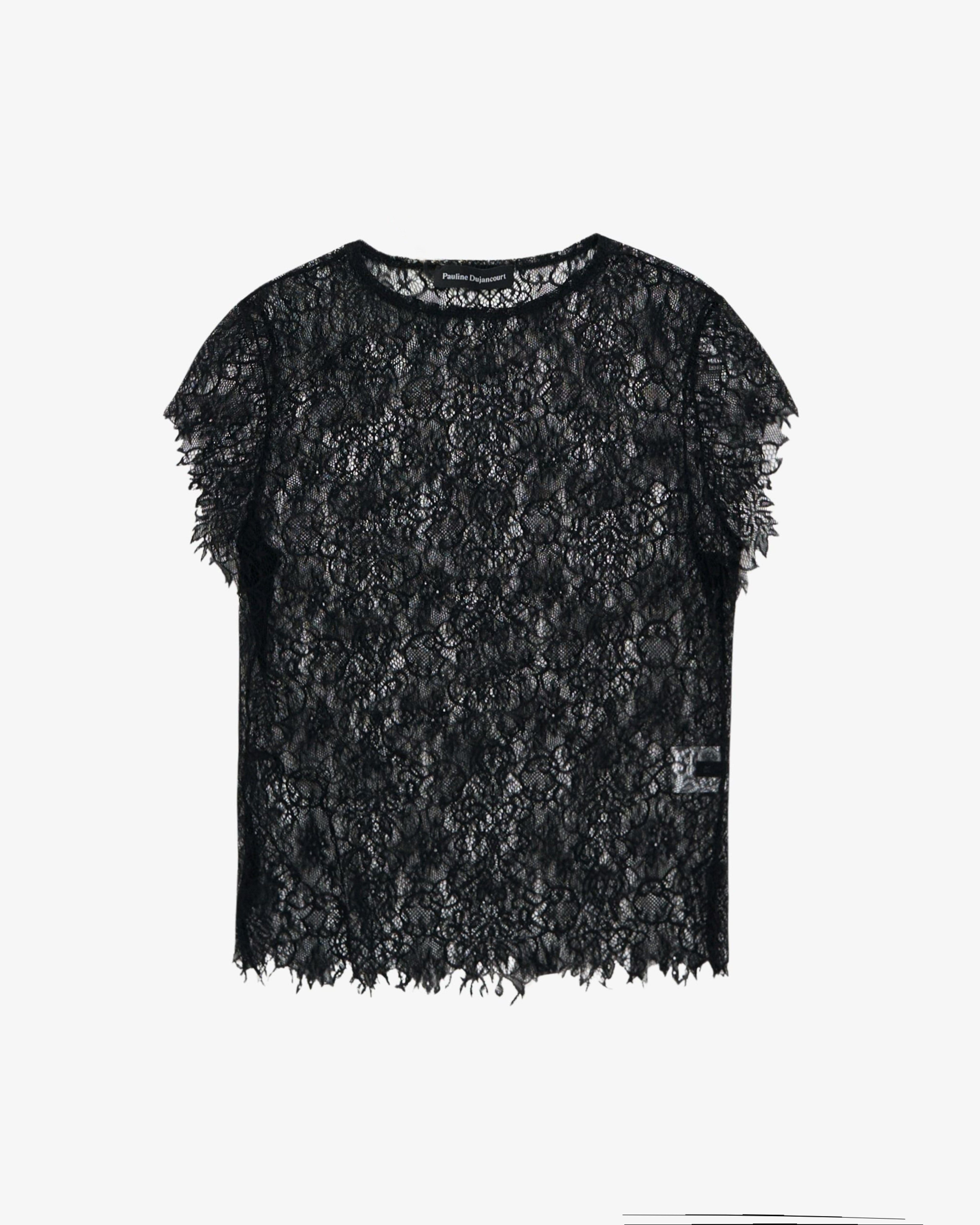 Pauline Dujancourt - Women's Seagull Lace Cap Sleeves Top - (Black)