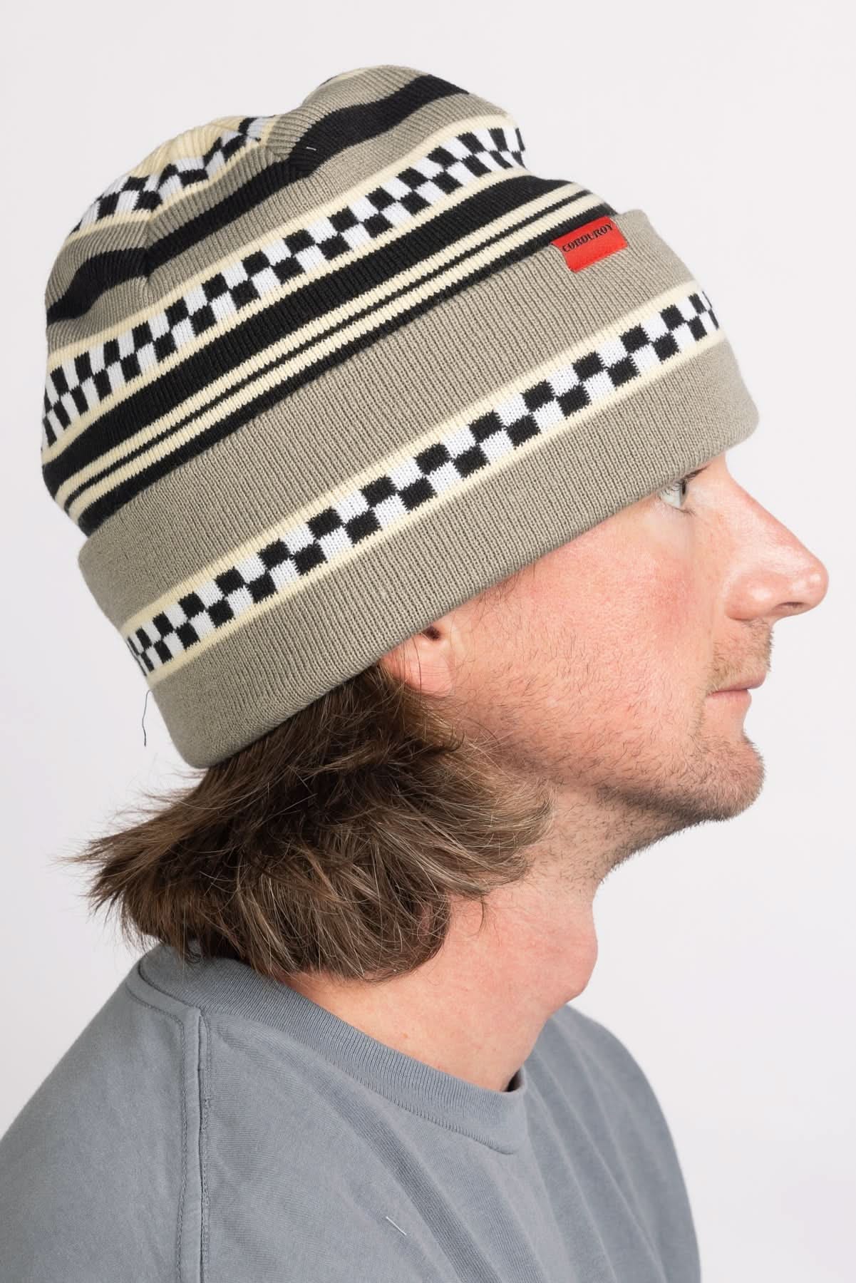 Corduroy Checkstripe Beanie