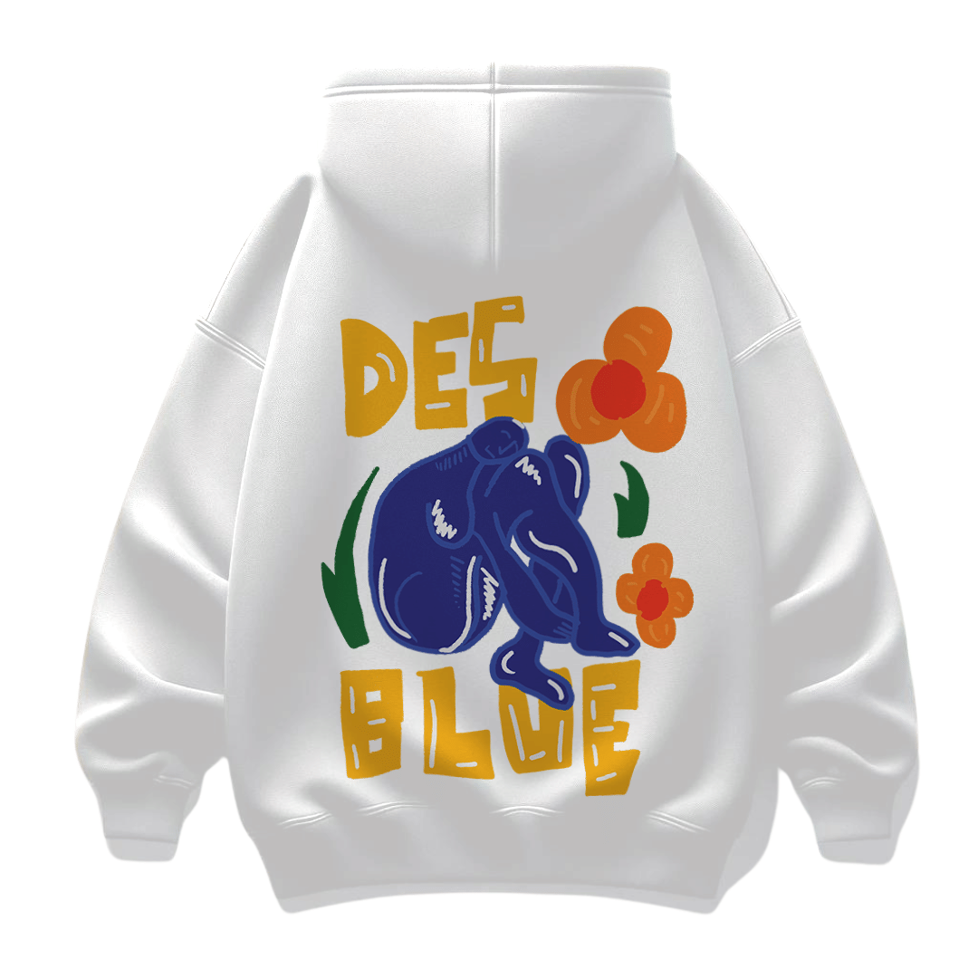 Fakebutreal Oversized Des Blue White Hoodie