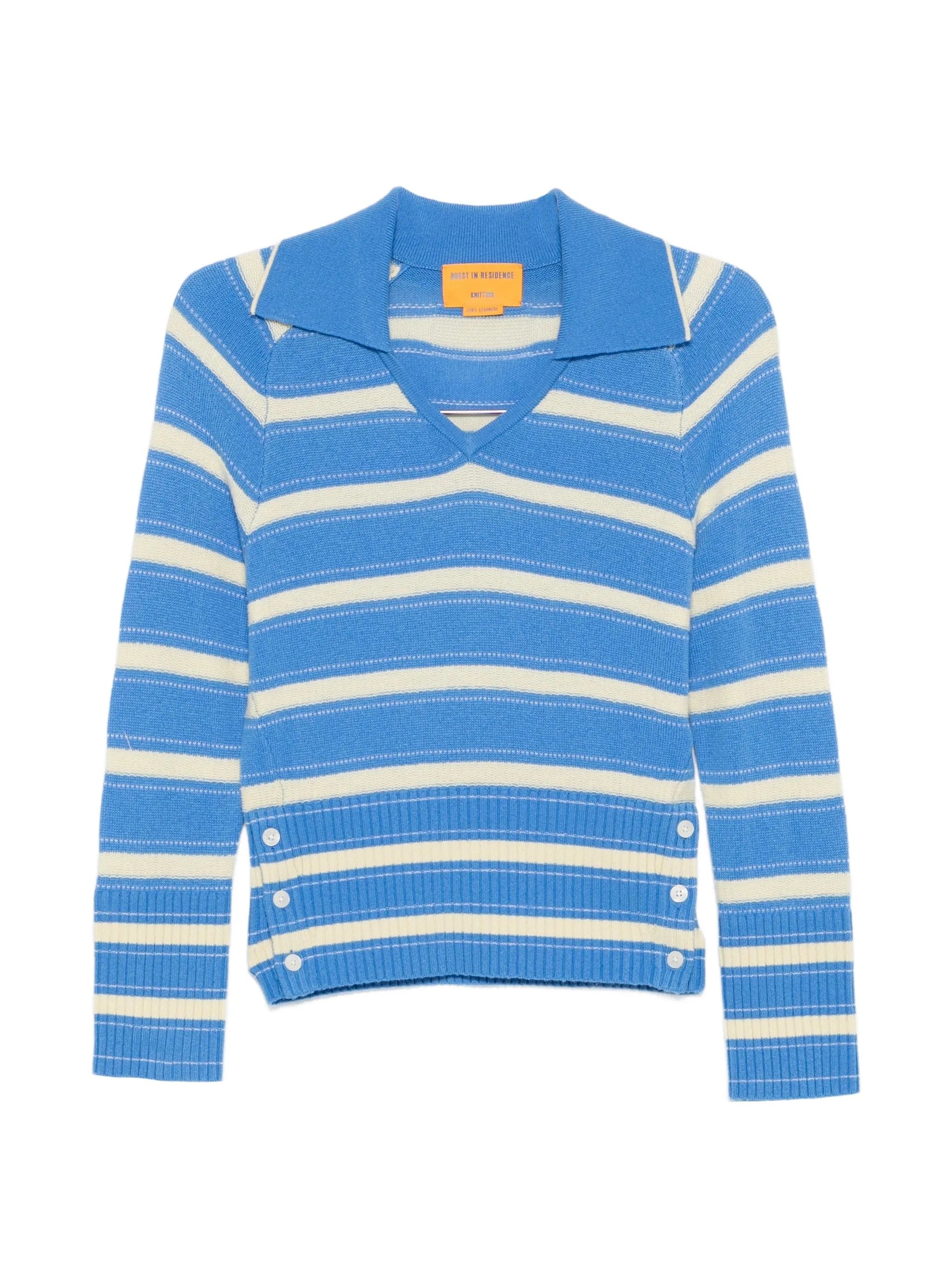 Guest In Residence Port striped button - detail sweater