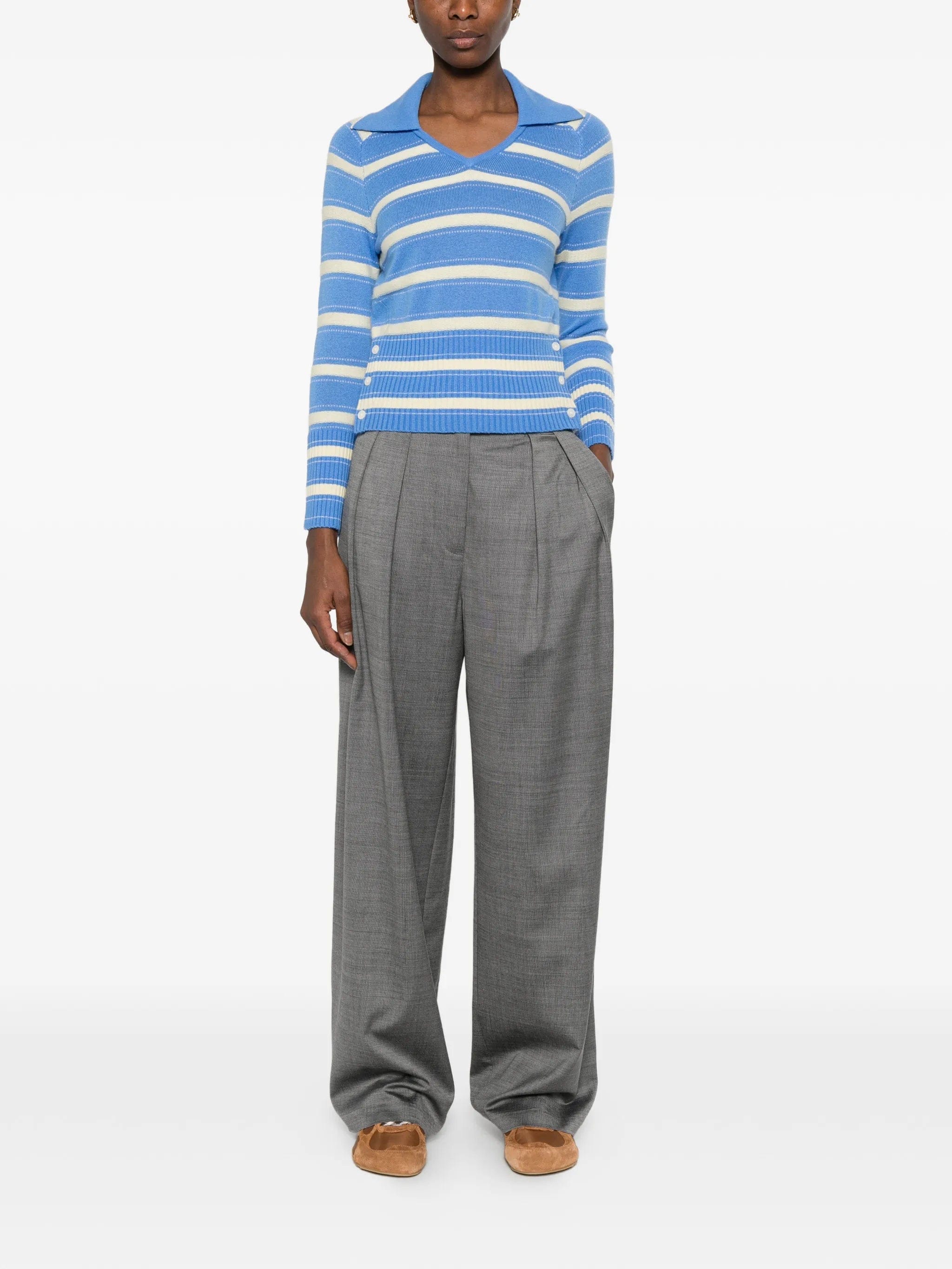 Guest In Residence Port striped button - detail sweater