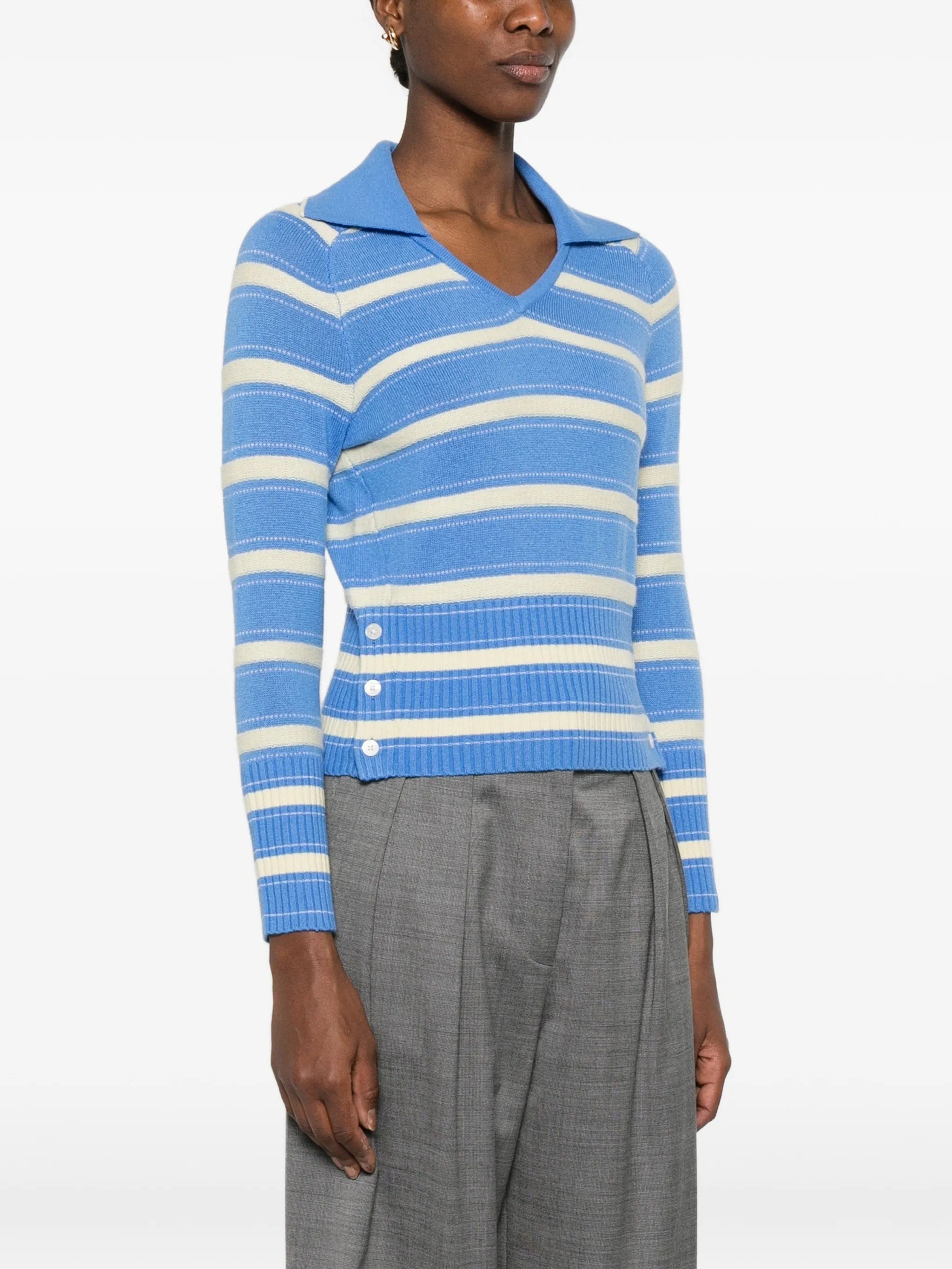 Guest In Residence Port striped button - detail sweater