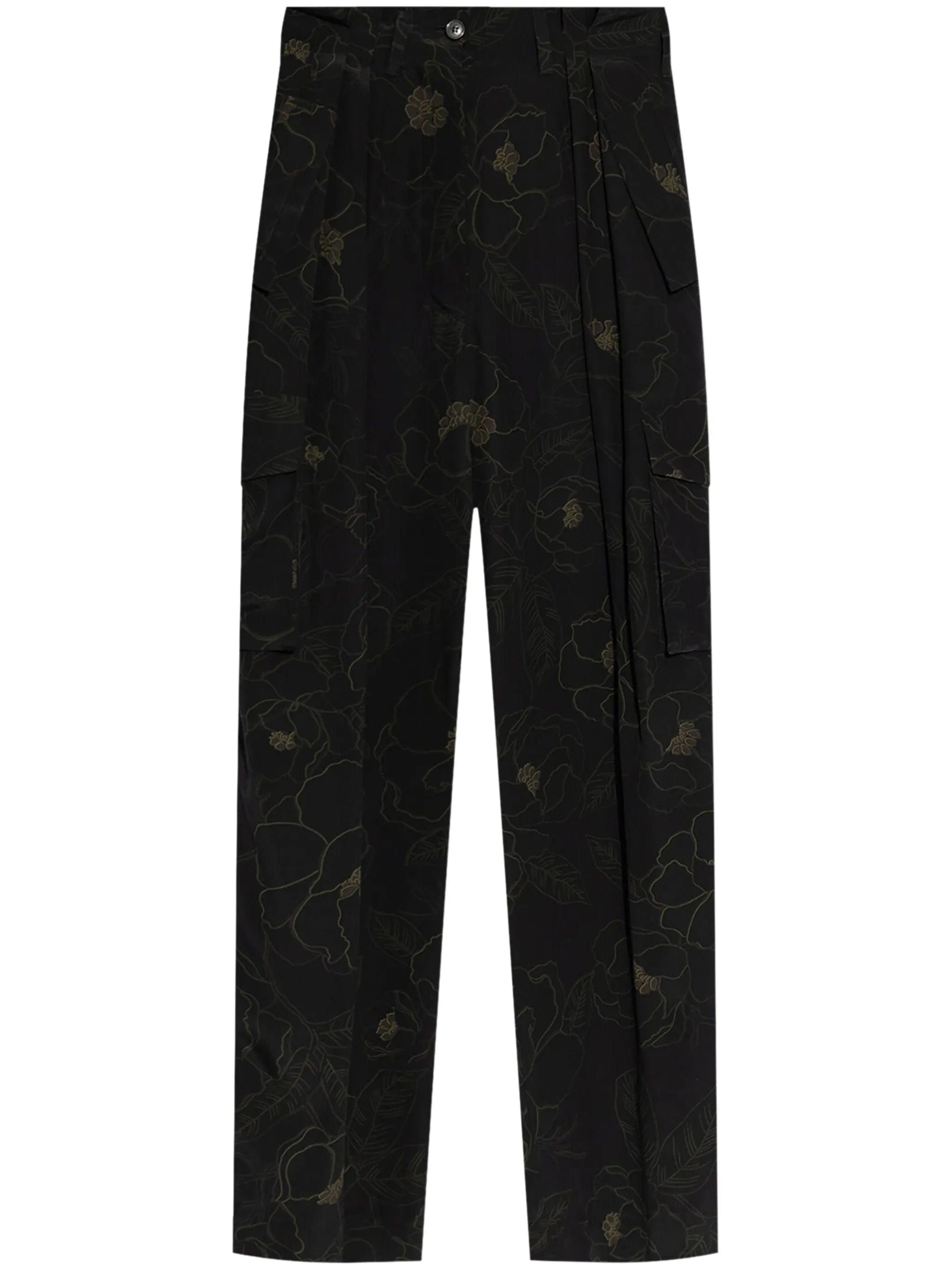 Dries Van Noten floral motif cargo trousers