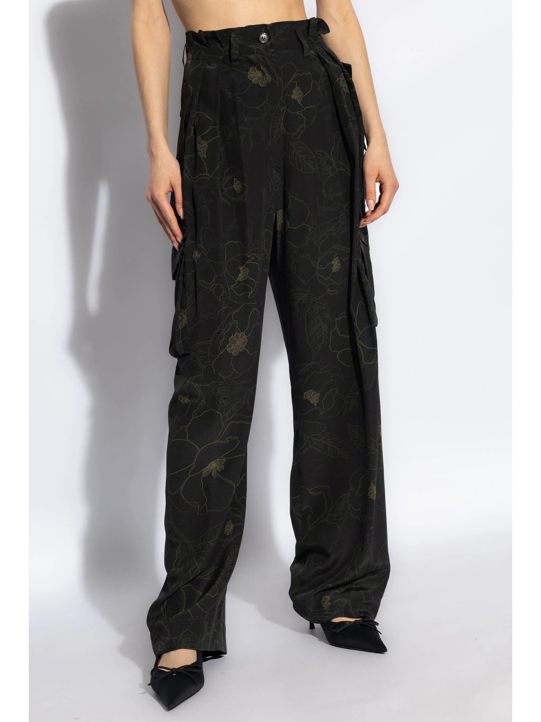 Dries Van Noten floral motif cargo trousers
