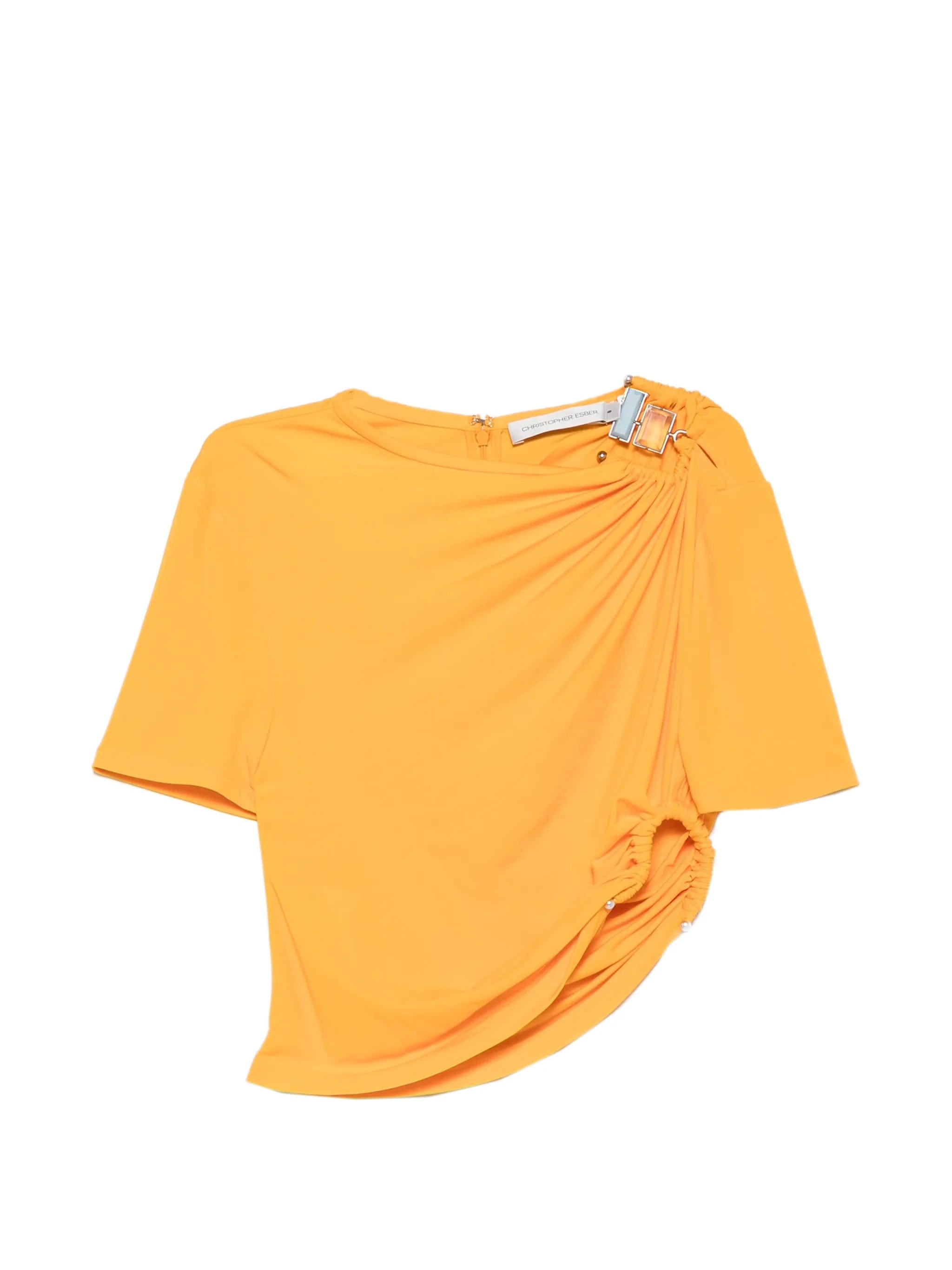 Christopher Esber Bezel Quartz ruched T - shirt