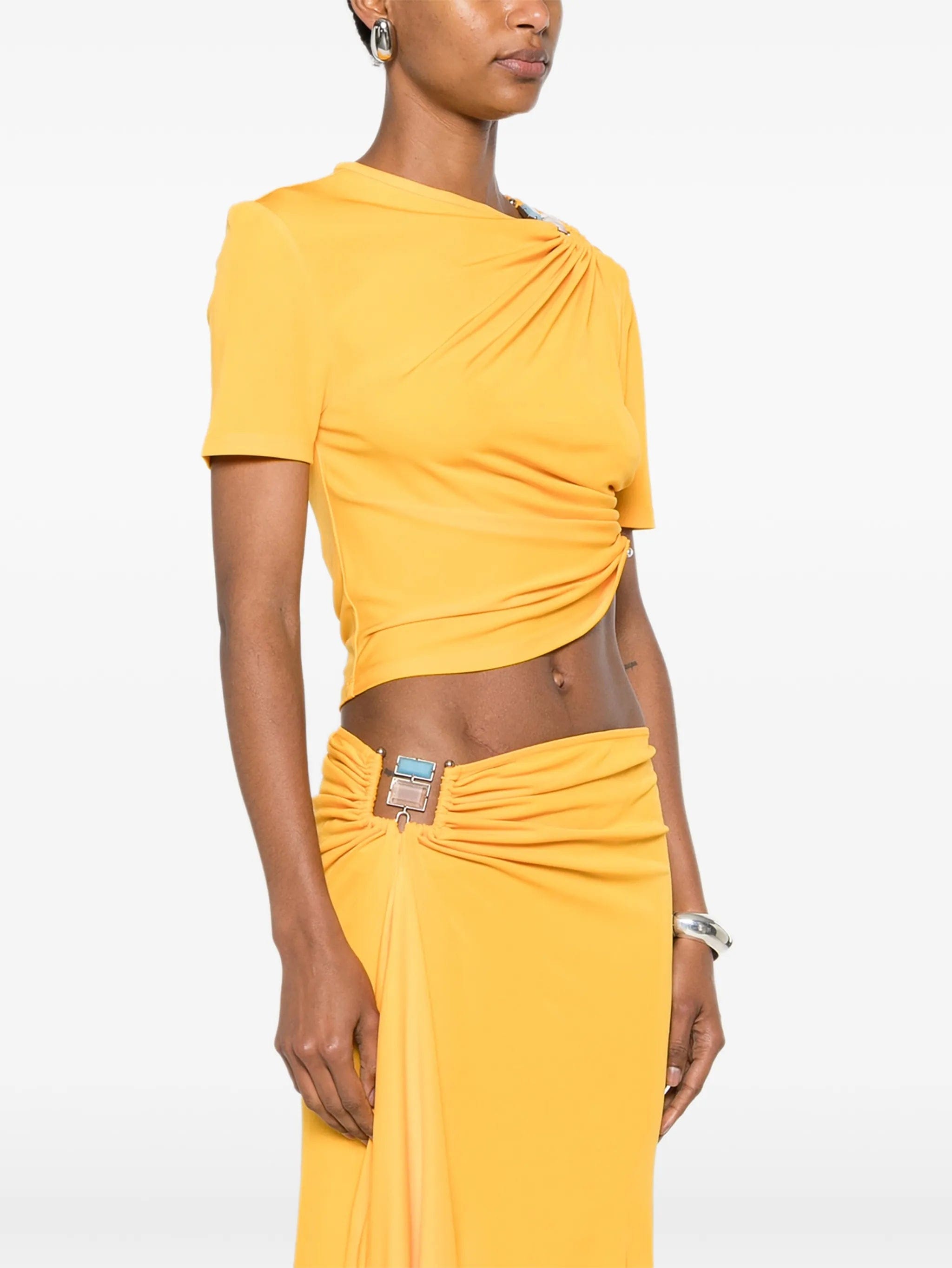 Christopher Esber Bezel Quartz ruched T - shirt