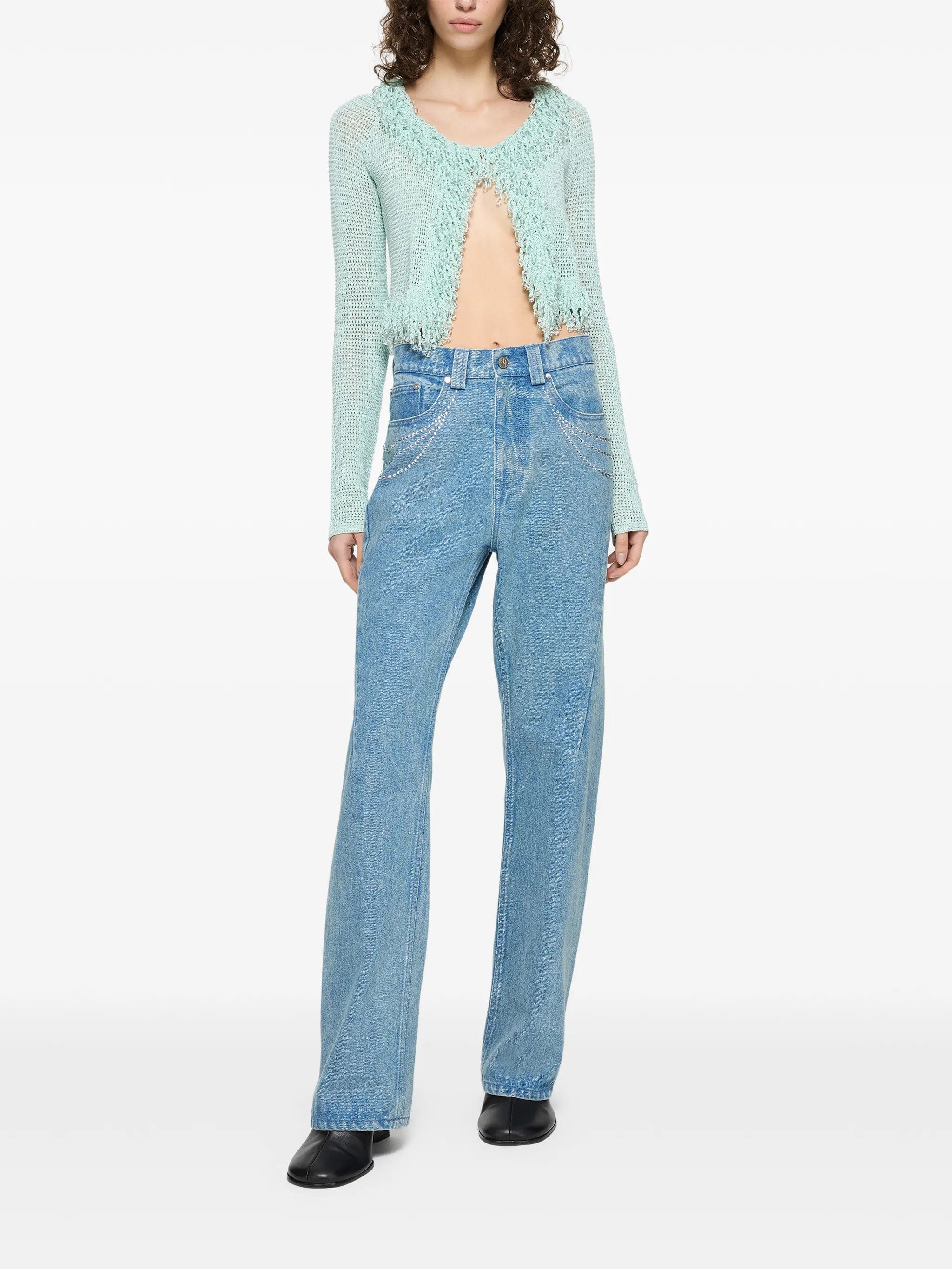 Paris Georgia fringed fishnet cardigan