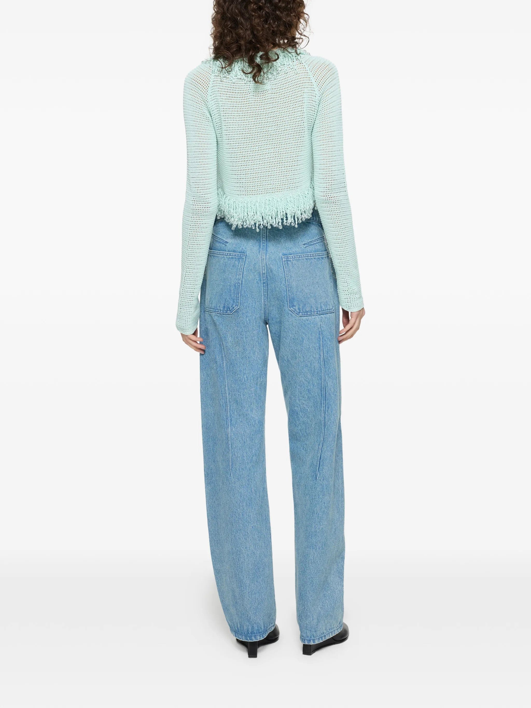 Paris Georgia fringed fishnet cardigan