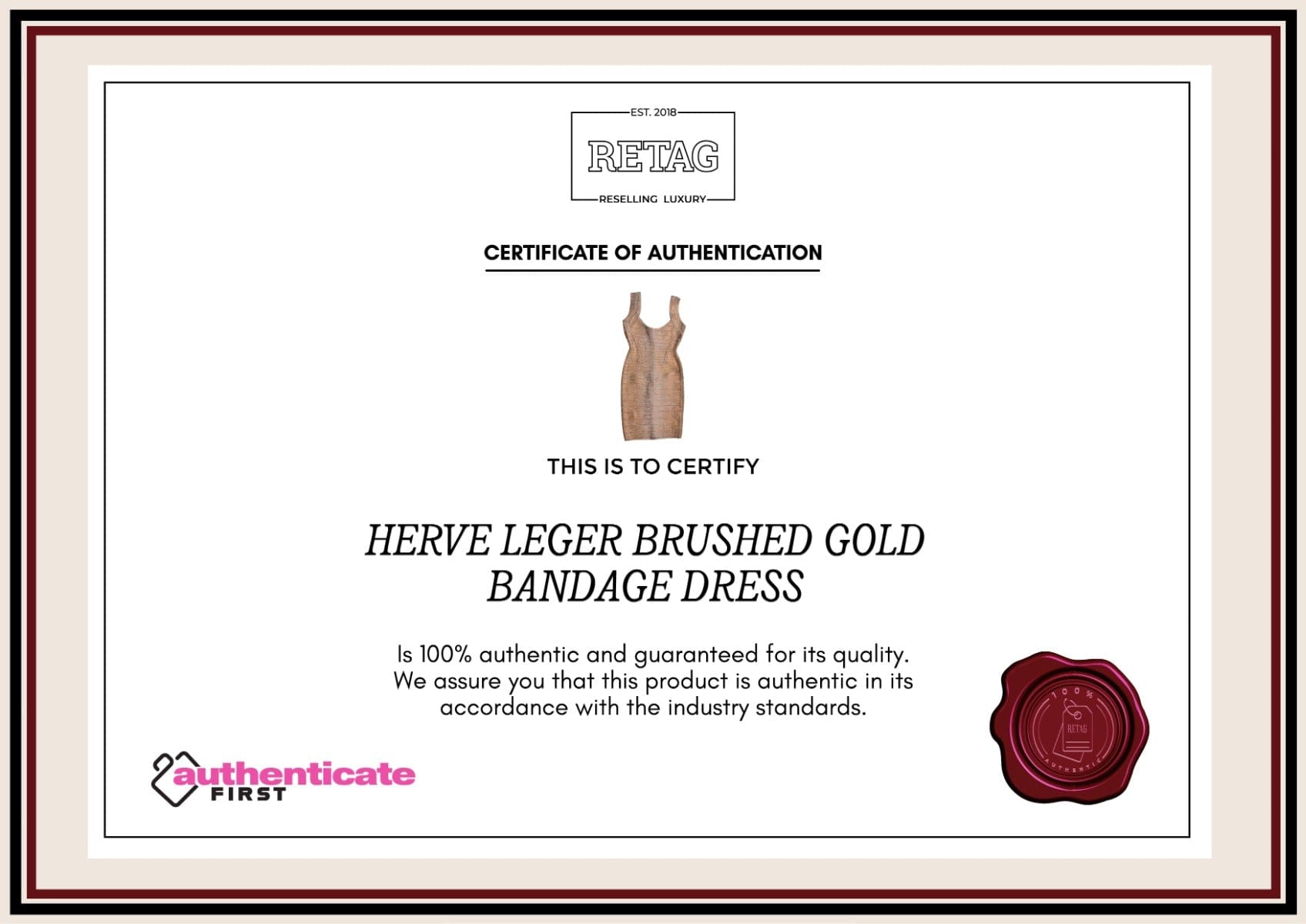 Herve Leger Brushed Gold Bandage Dress