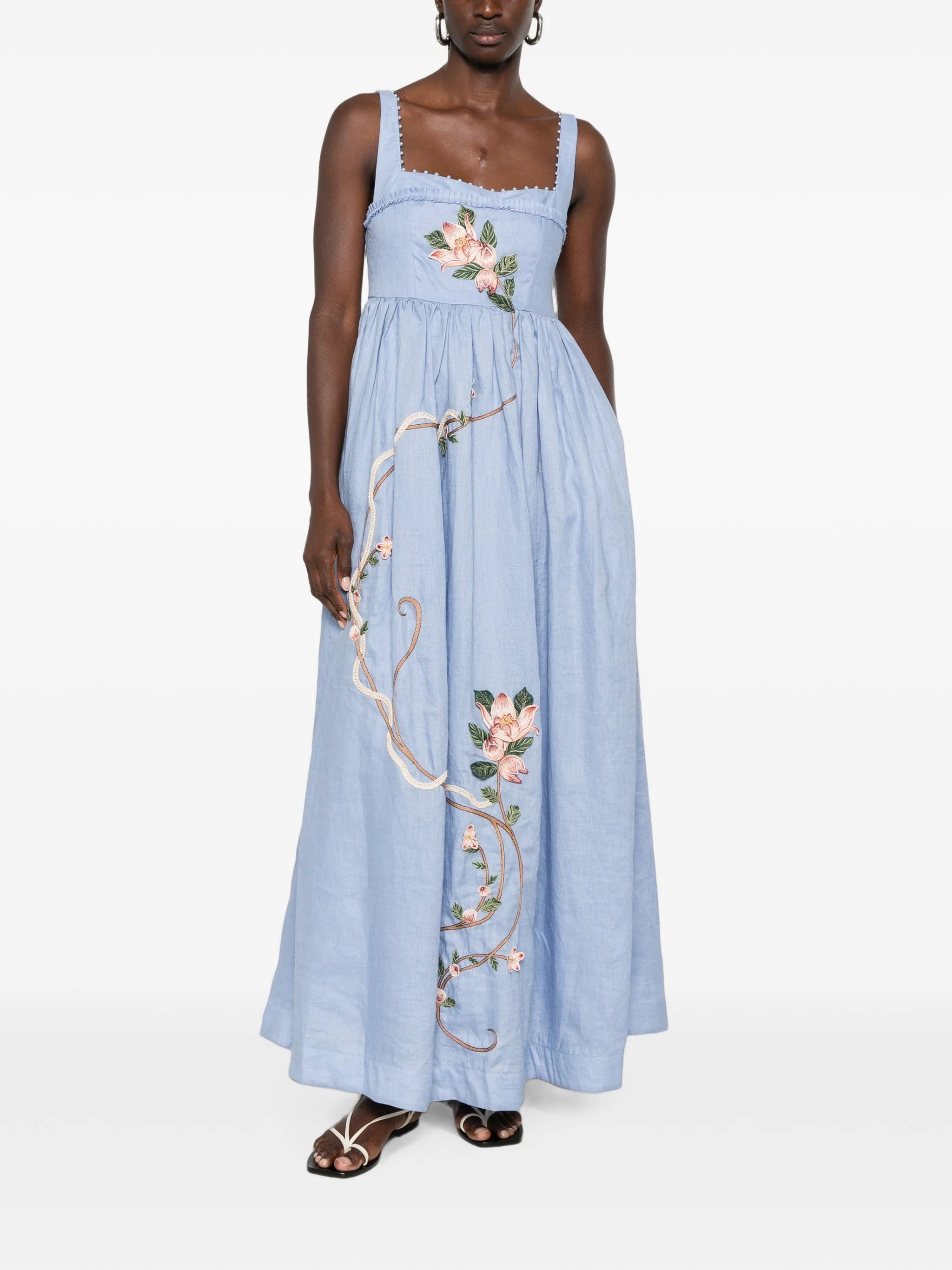 Agua by Agua Bendita Barbara floral - embroidered linen maxi dress