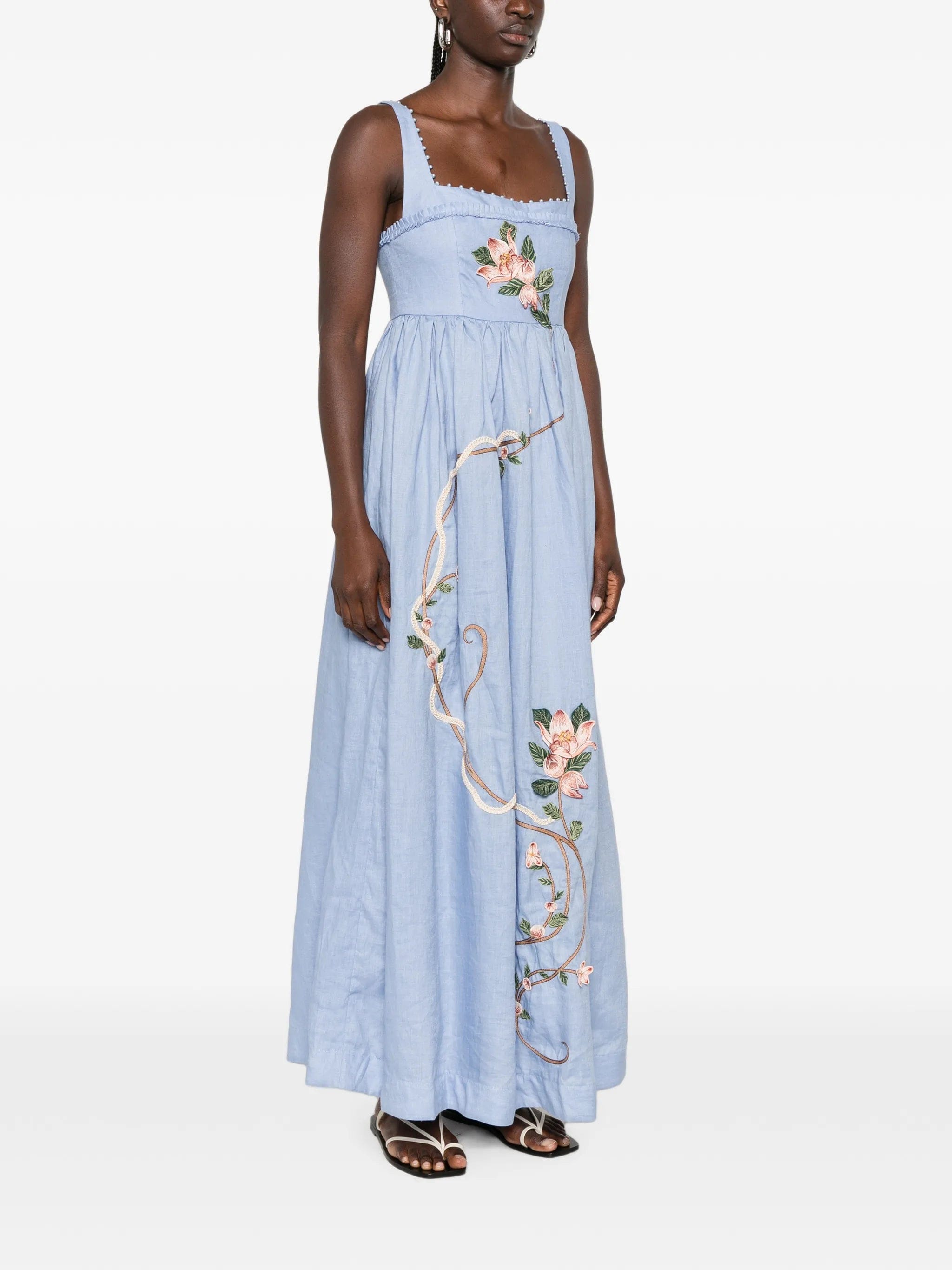 Agua by Agua Bendita Barbara floral - embroidered linen maxi dress