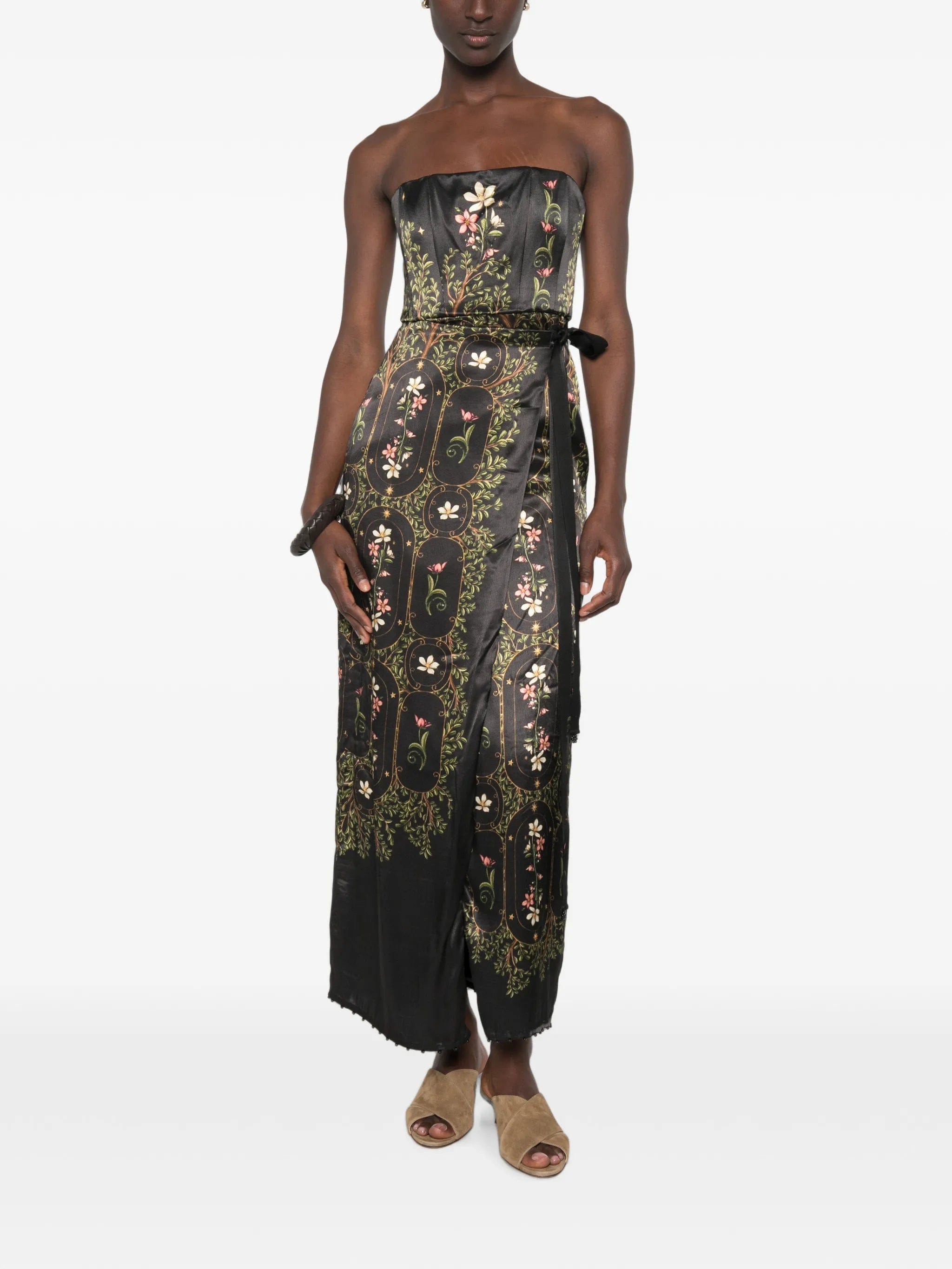 Agua by Agua Bendita Cinefila Noche strapless floral - print maxi dress