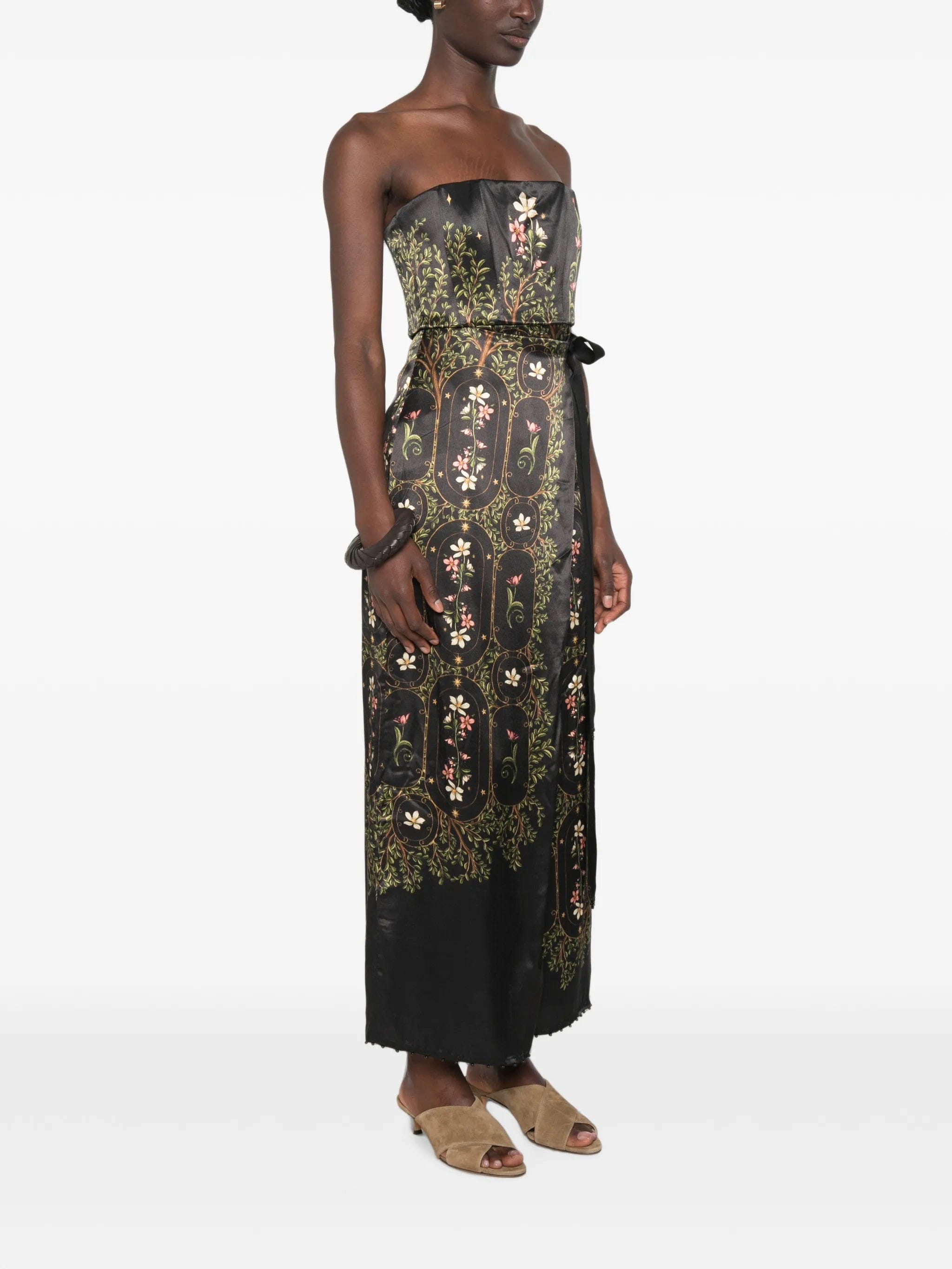 Agua by Agua Bendita Cinefila Noche strapless floral - print maxi dress
