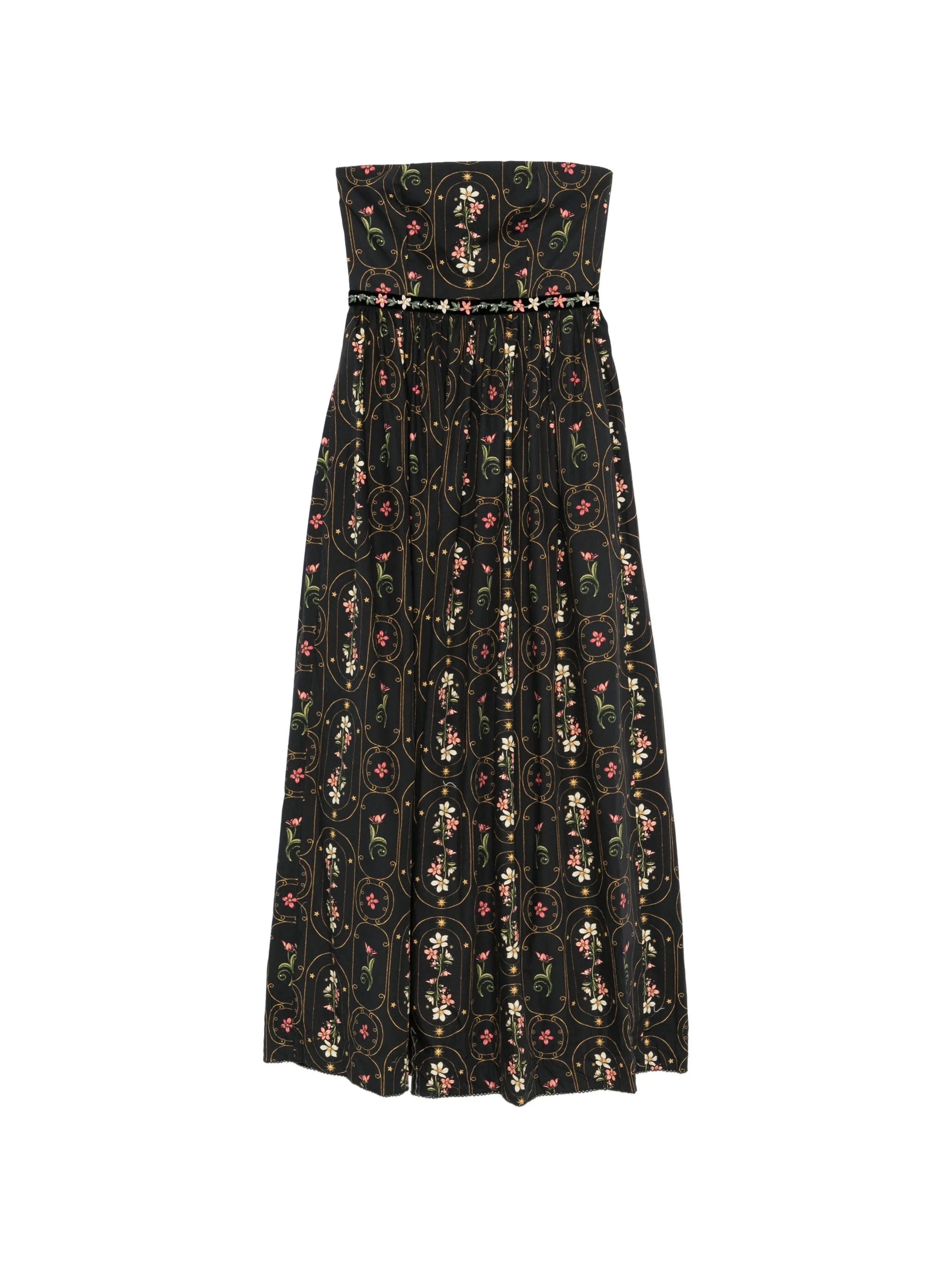 Agua by Agua Bendita Lienzo strapless floral - print maxi dress