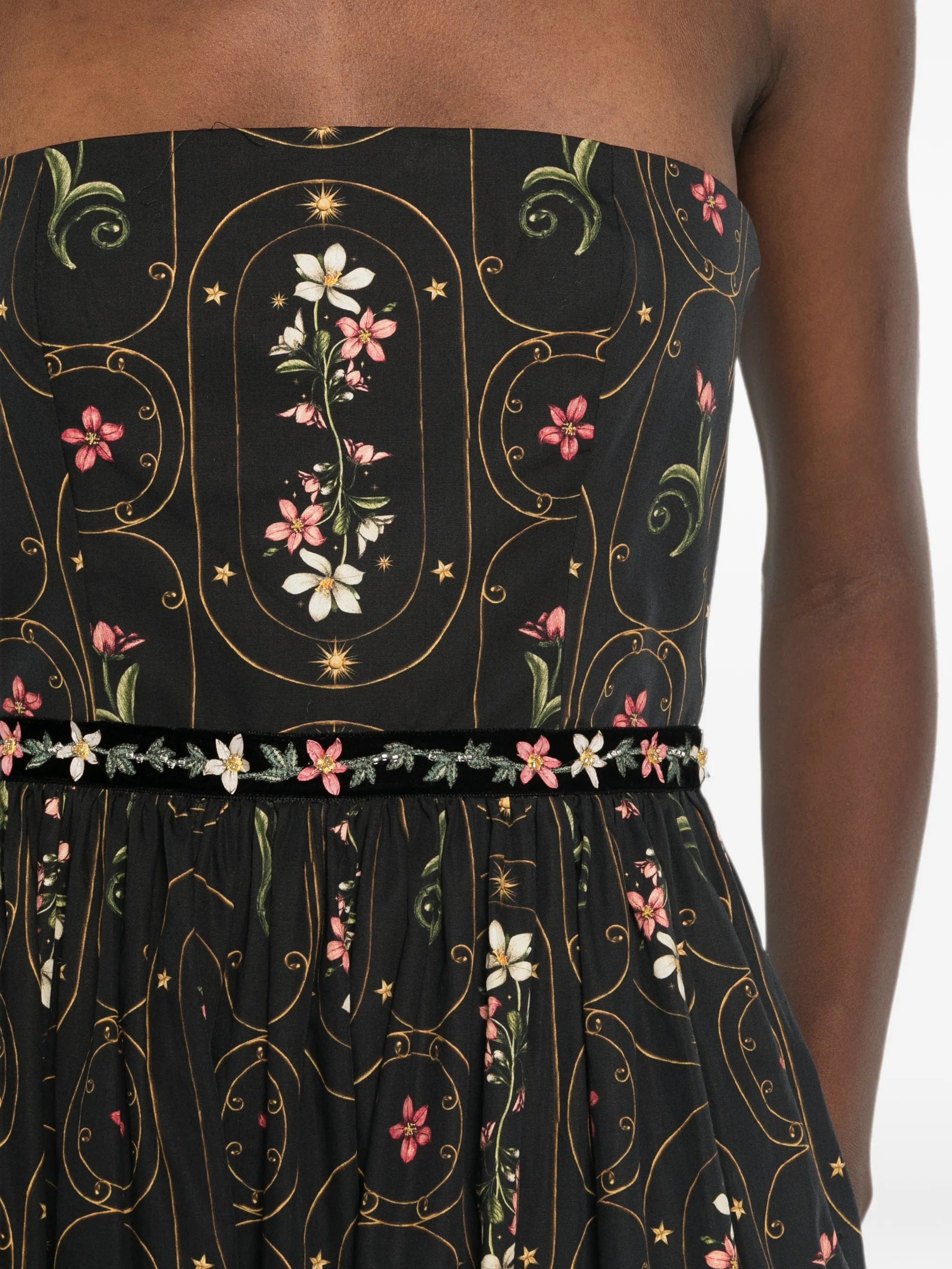 Agua by Agua Bendita Lienzo strapless floral - print maxi dress