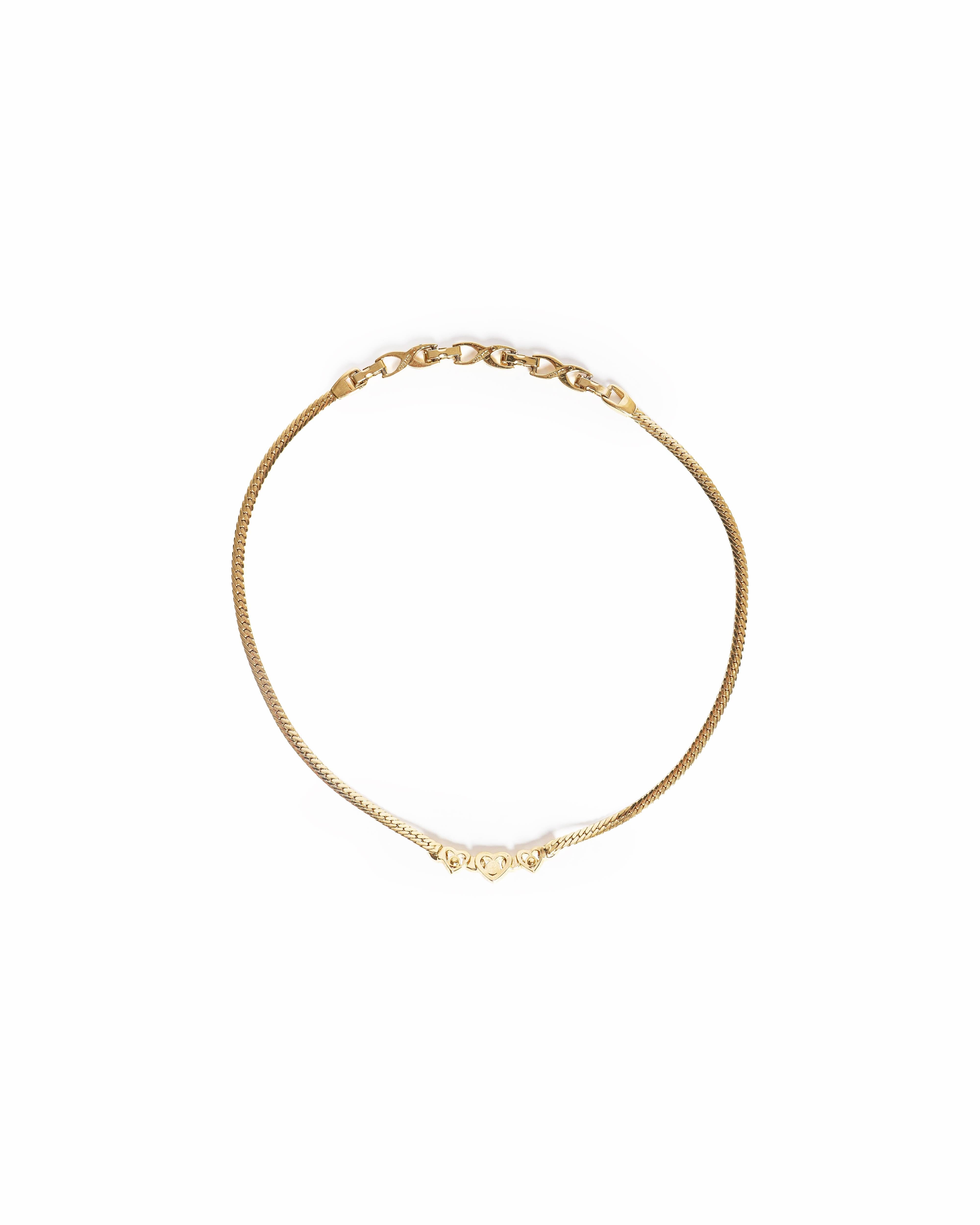 Nina Ricci Vintage Nina Ricci Gold - Plated Triple Heart Emerald Crystal Choker Necklace