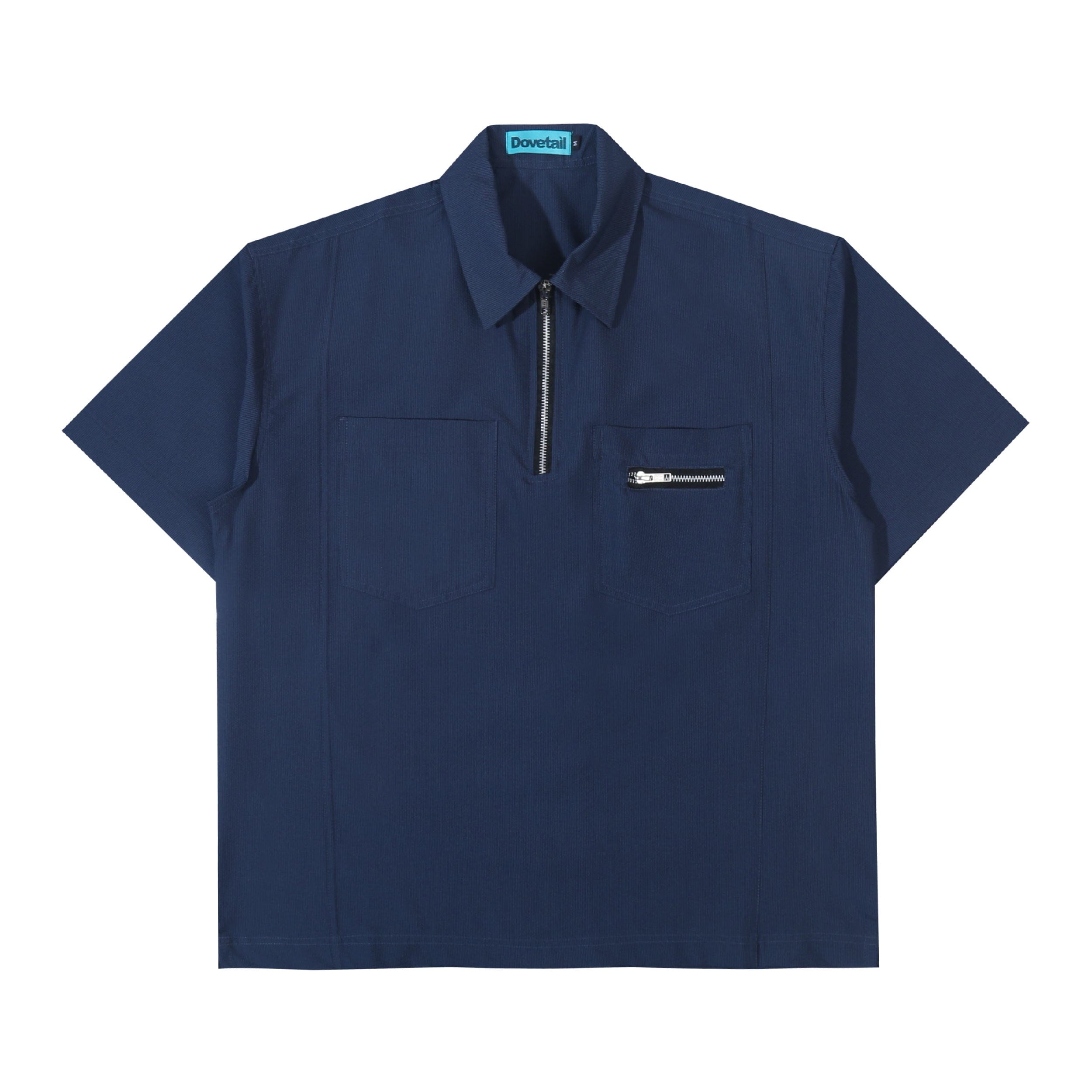 Dovetail Double Pocket Half Zip Shirt - Navy