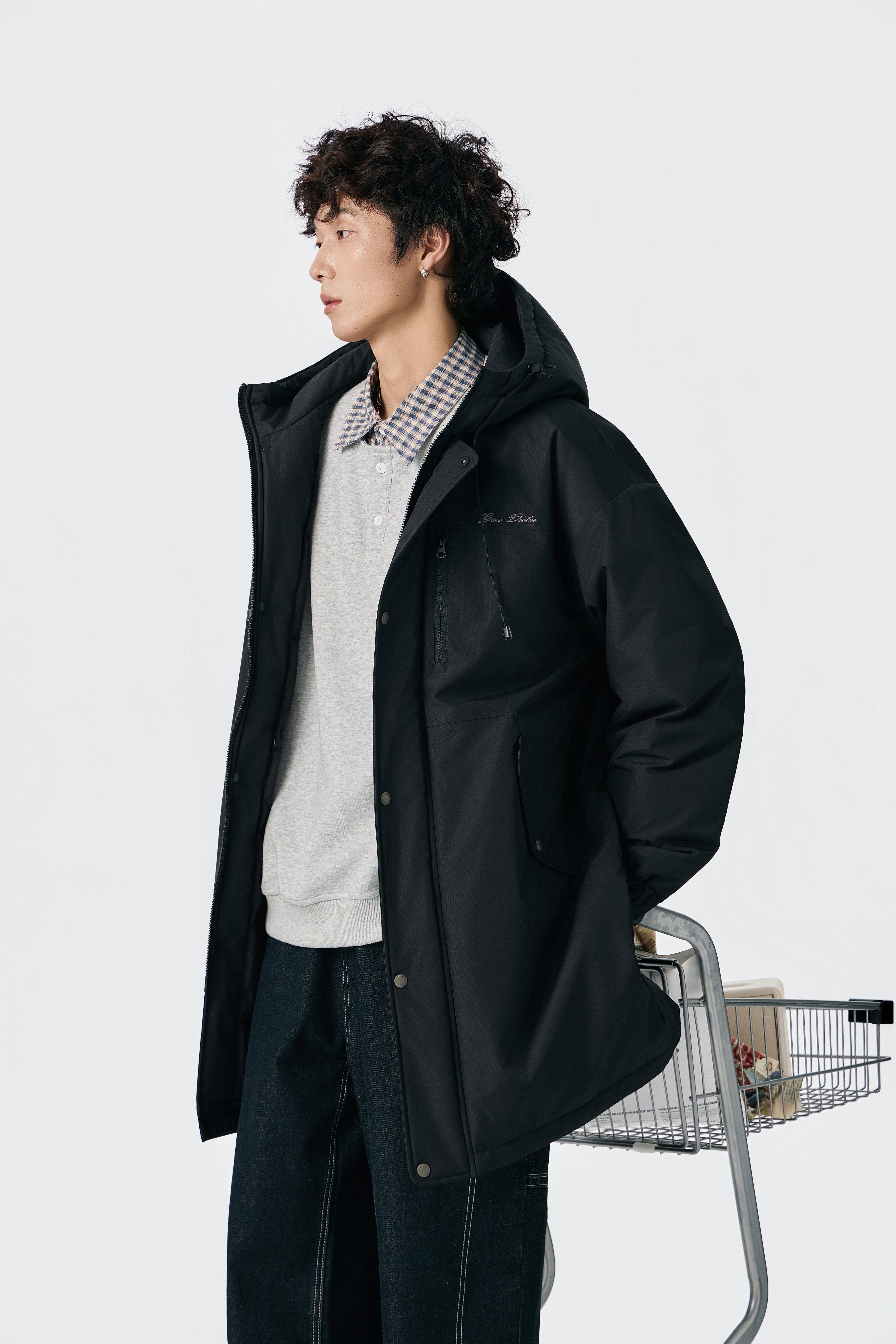 Weezy Jet Black Hooded Long Parka