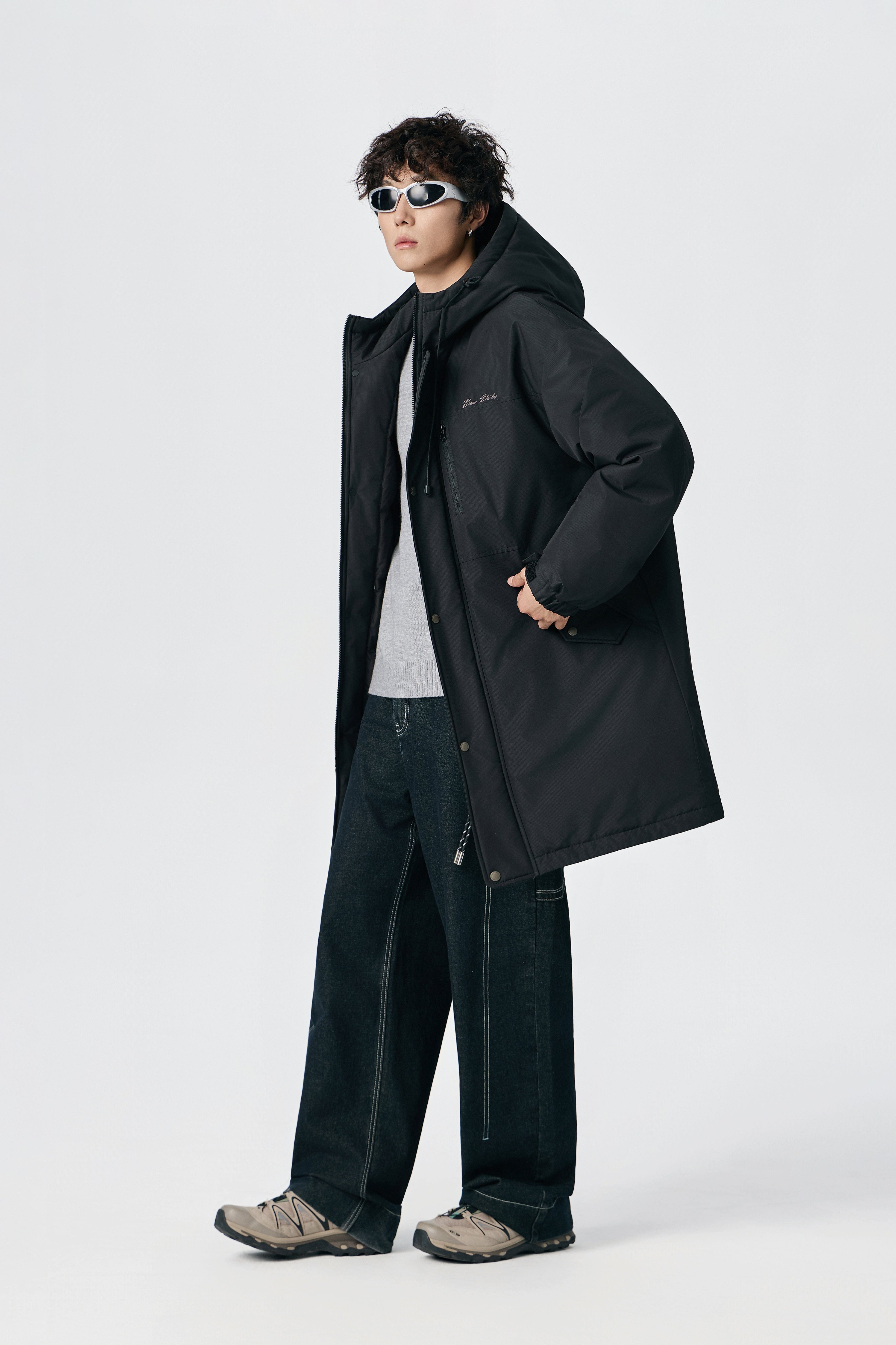 Weezy Jet Black Hooded Long Parka