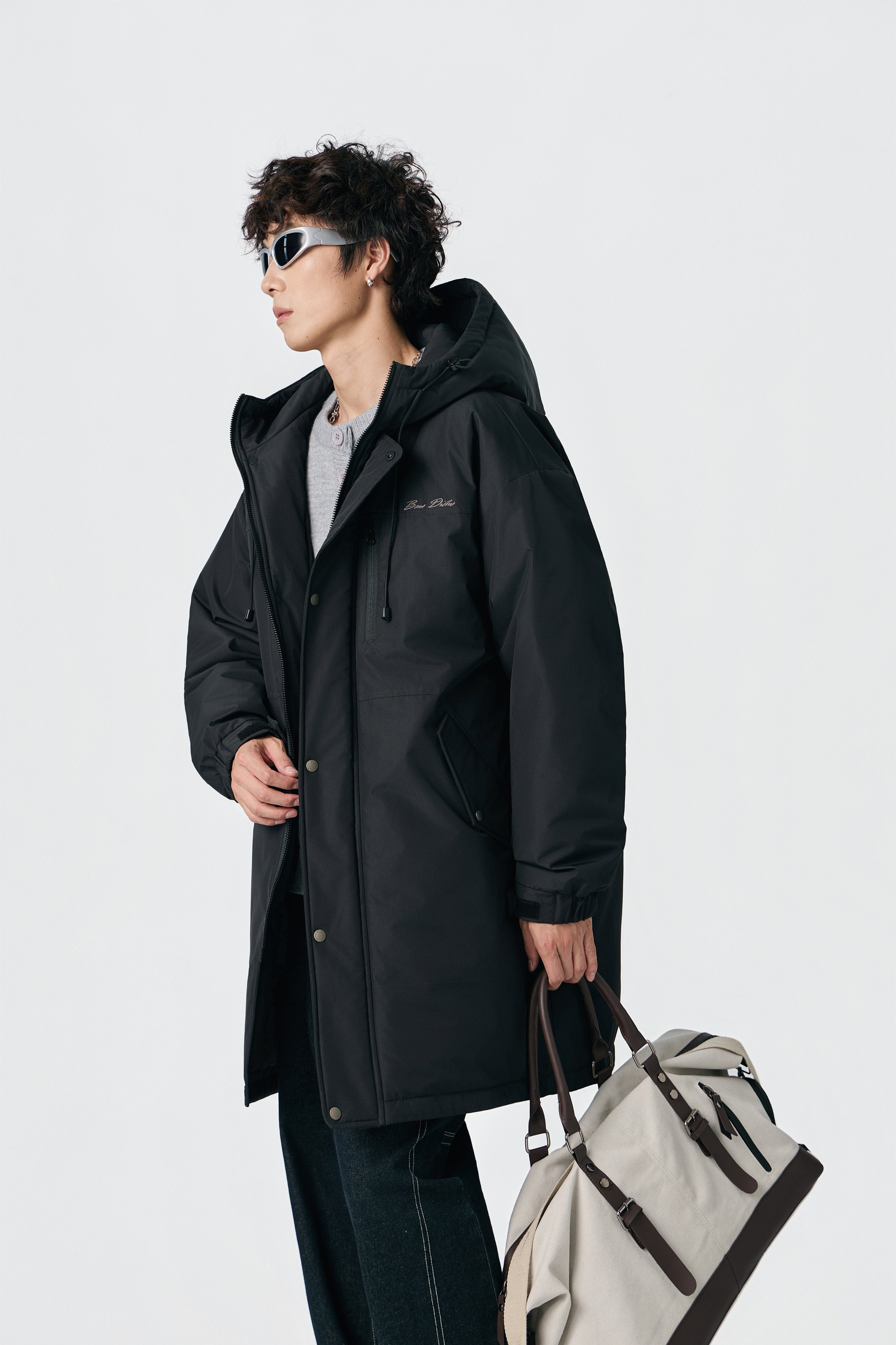 Weezy Jet Black Hooded Long Parka