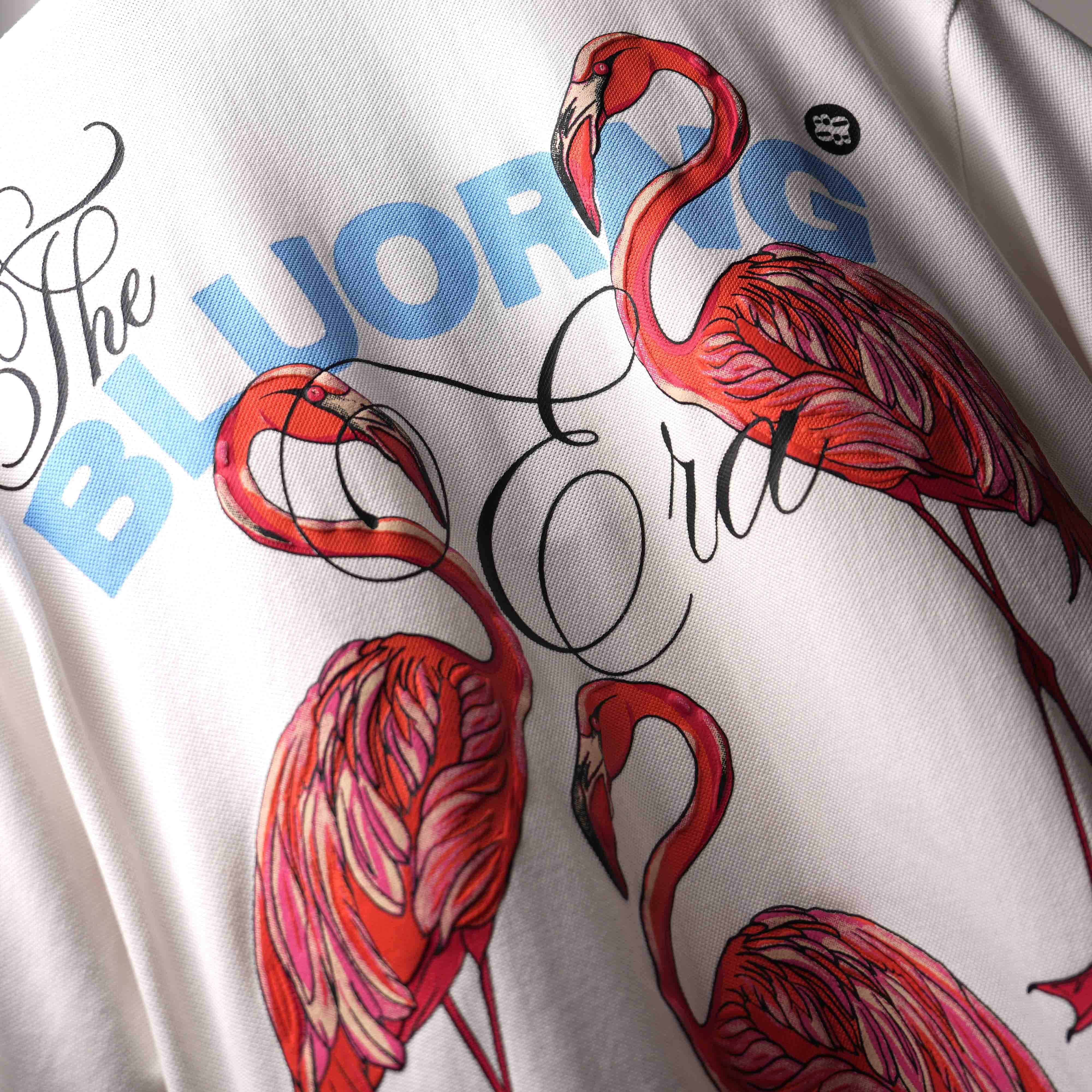 White Emerald Flamingo Polo T - Shirt