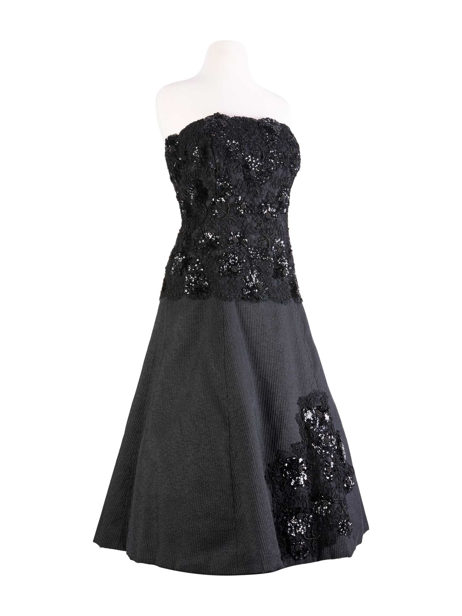 LINE CODO Cotton Lace Embroidered A - line Dress Black