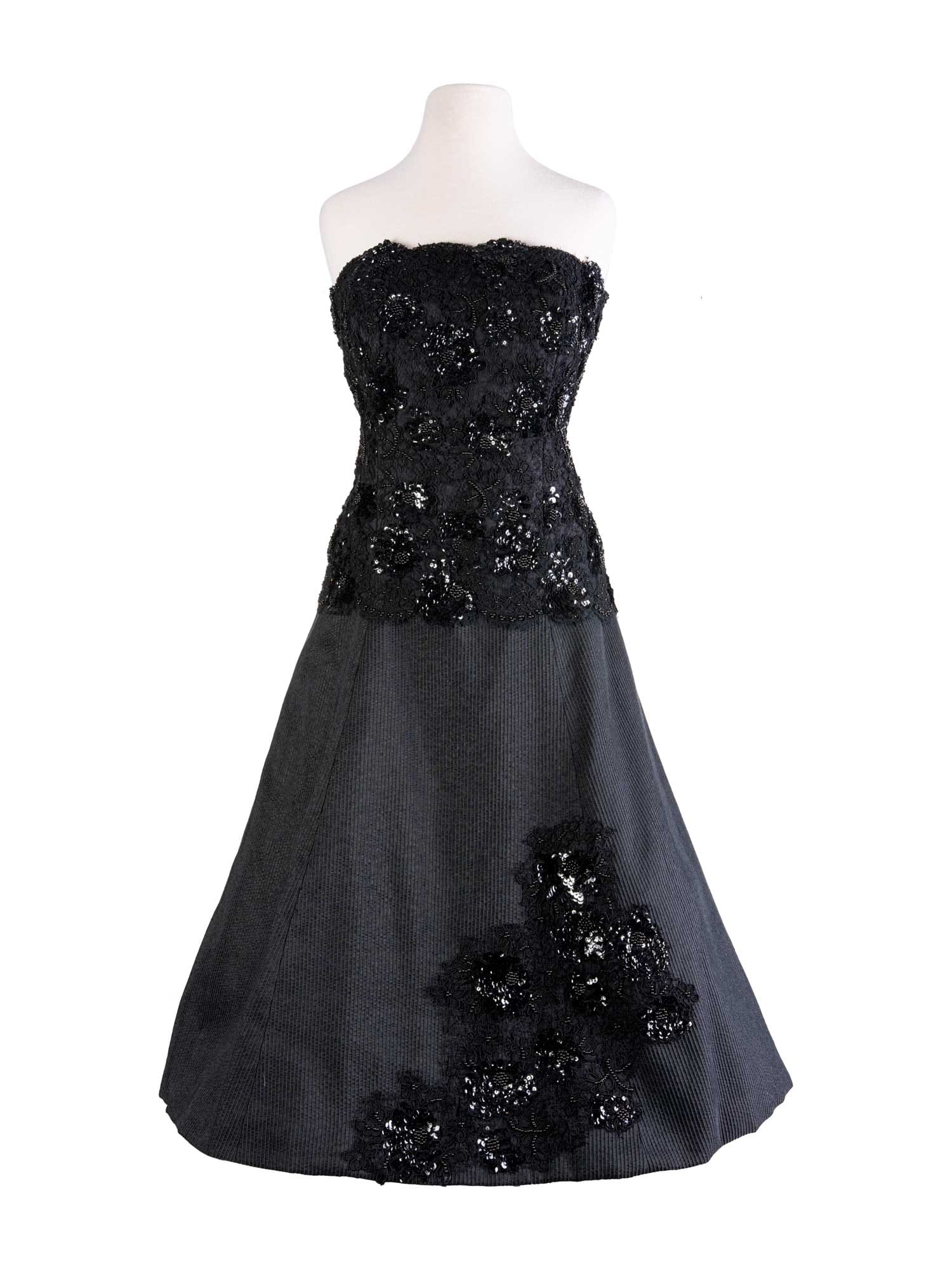 LINE CODO Cotton Lace Embroidered A - line Dress Black