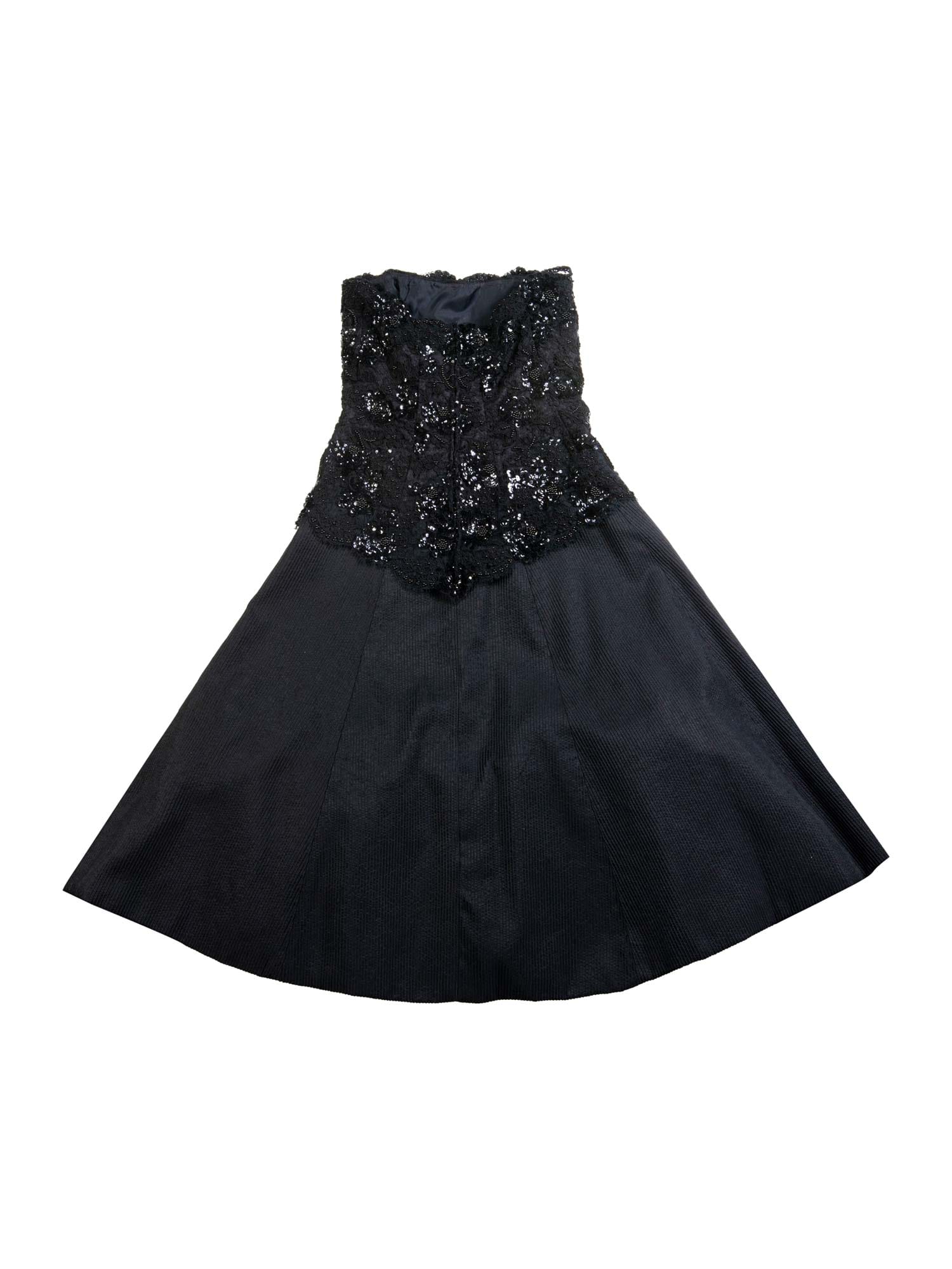 LINE CODO Cotton Lace Embroidered A - line Dress Black