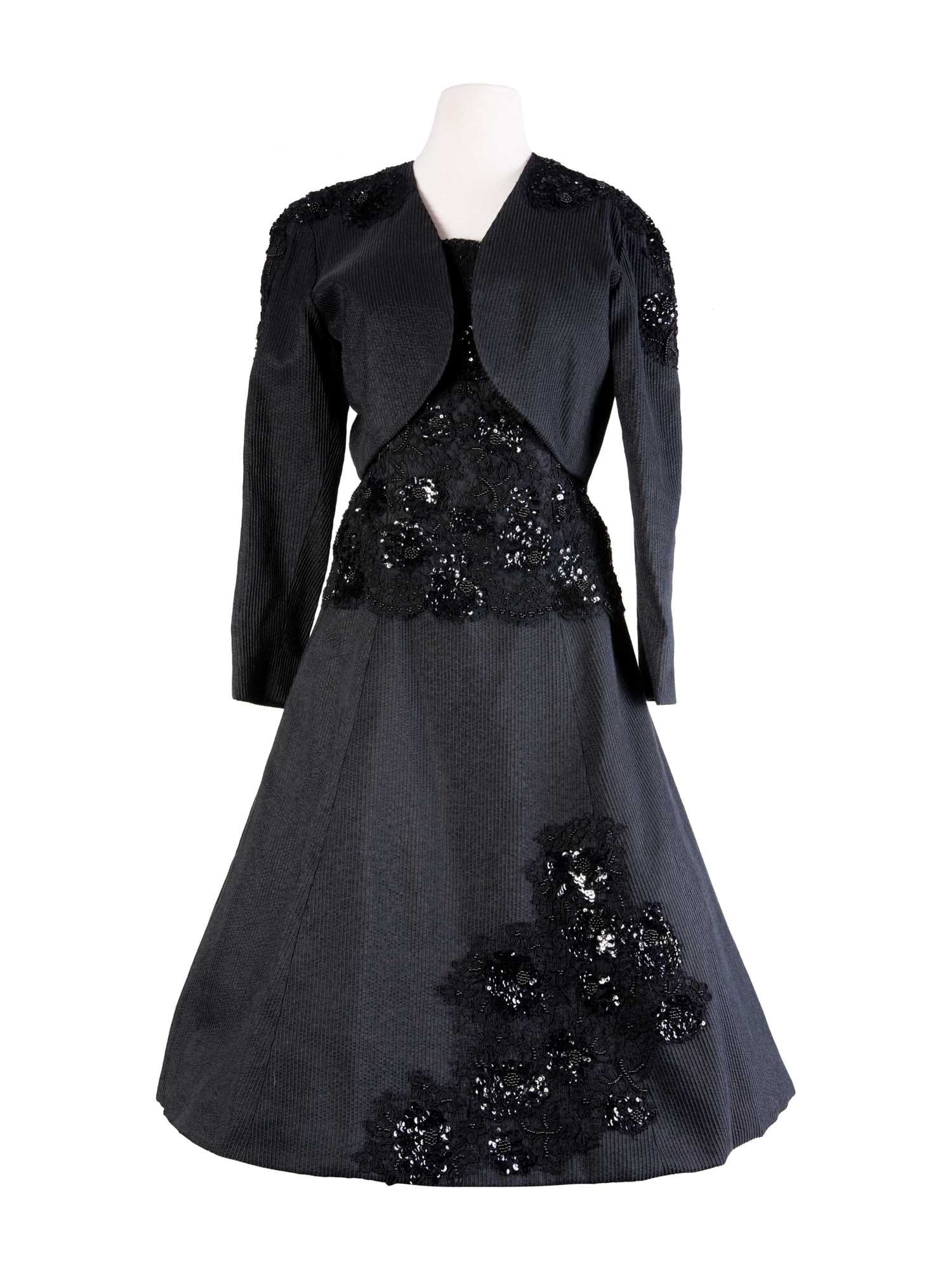 LINE CODO Cotton Lace Embroidered A - line Dress Black