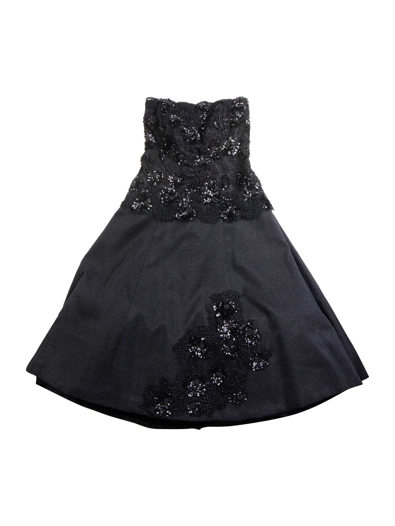 LINE CODO Cotton Lace Embroidered A - line Dress Black
