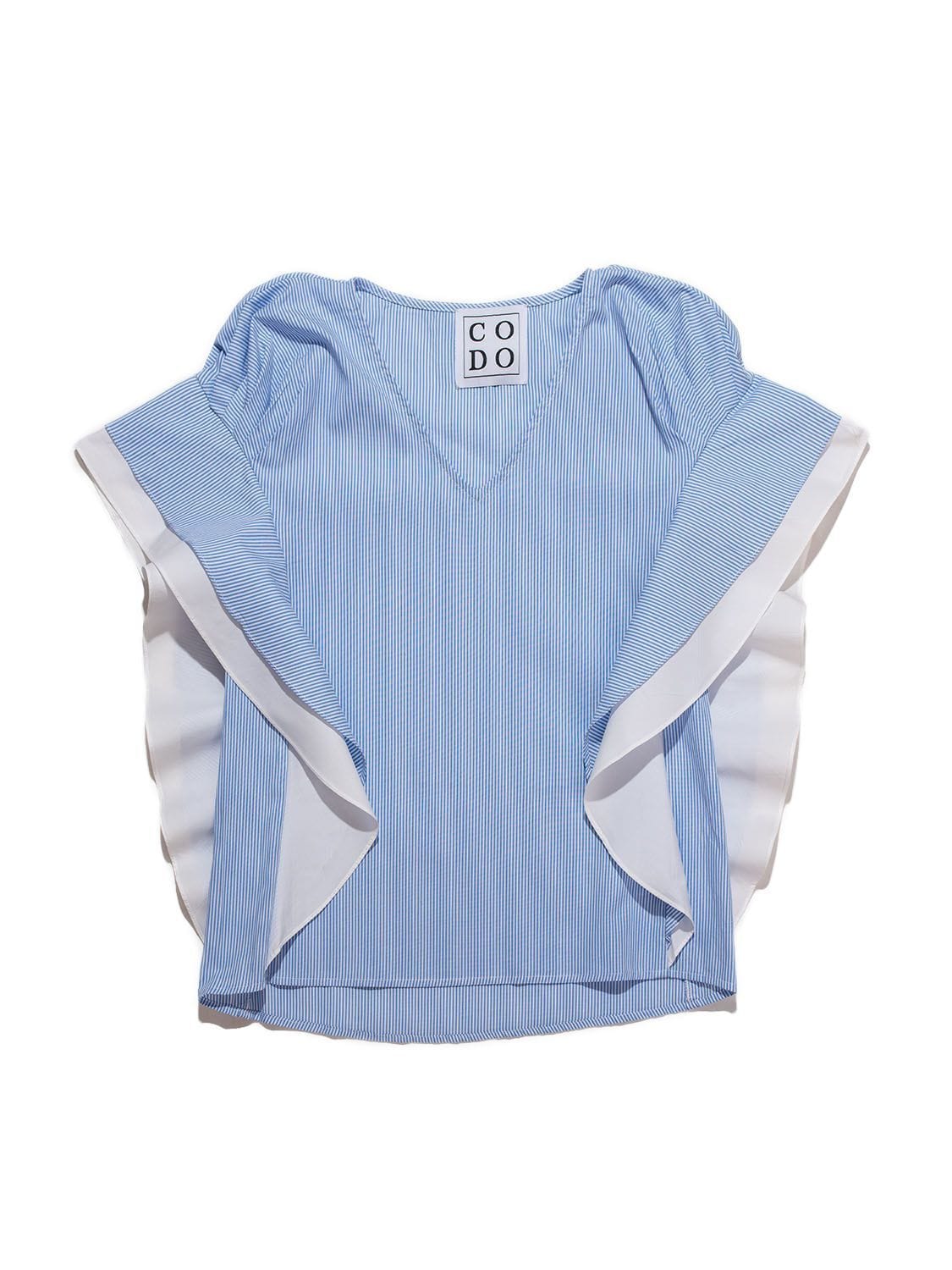 Blue CODO Cotton Ruffle Shirt Blue