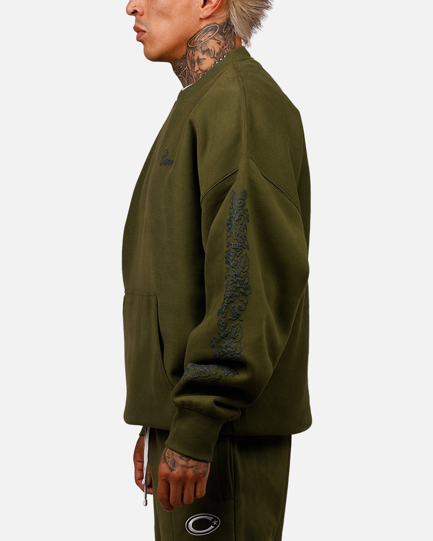 Carre Botanical Oversized Crewneck Forest Green