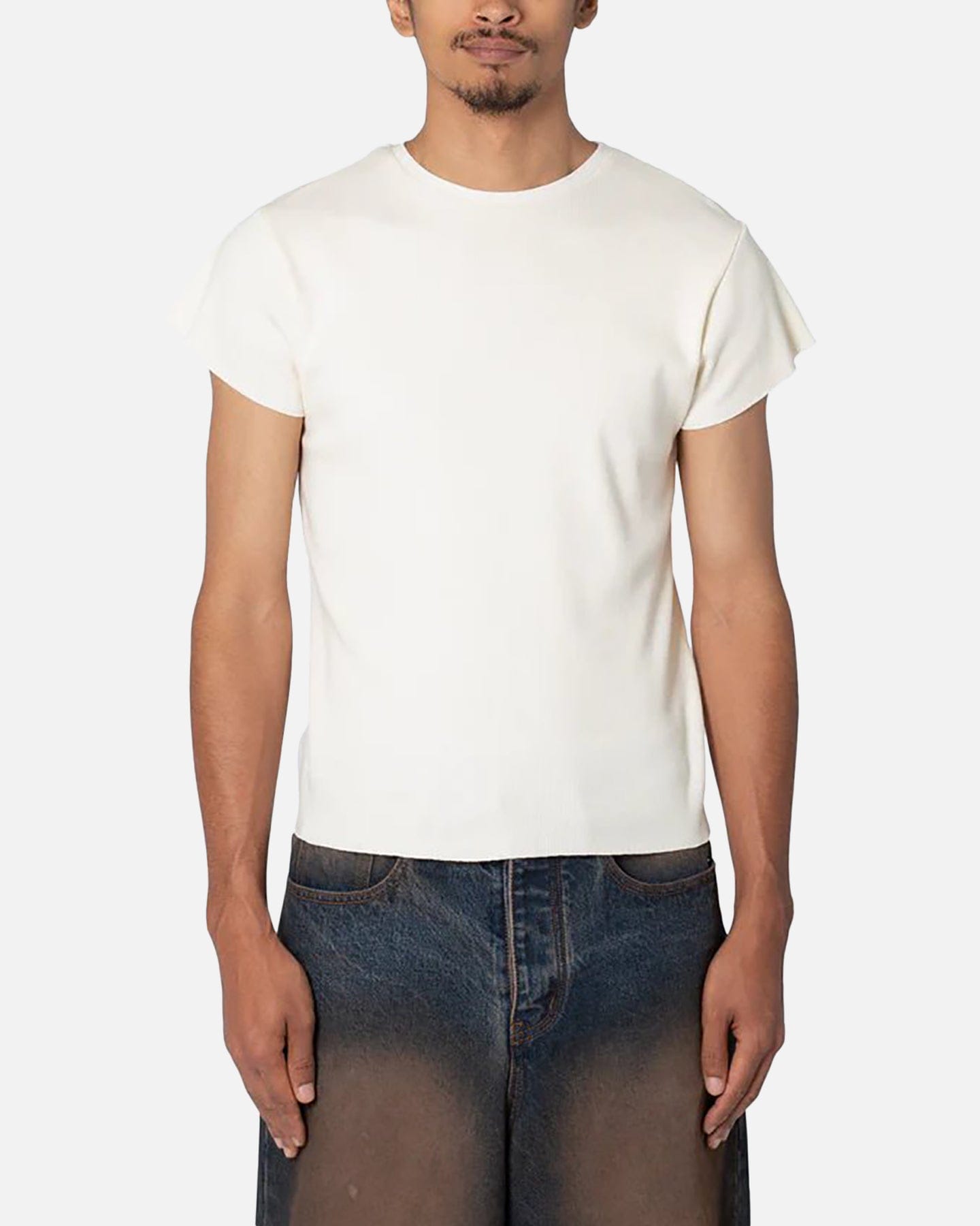 MNML Fitted Ribbed T - Shirt Off White