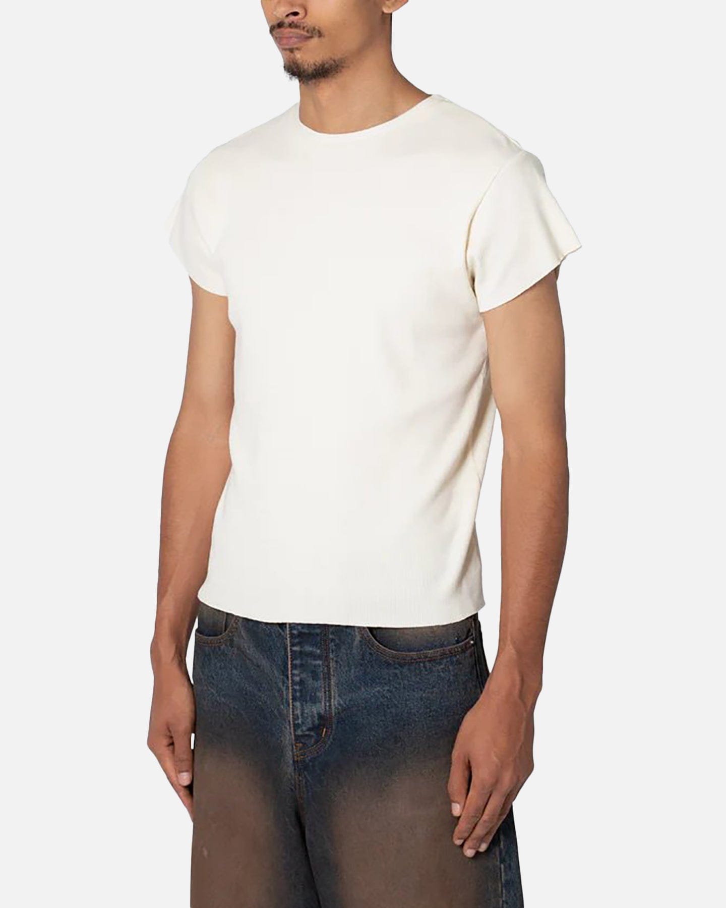 MNML Fitted Ribbed T - Shirt Off White